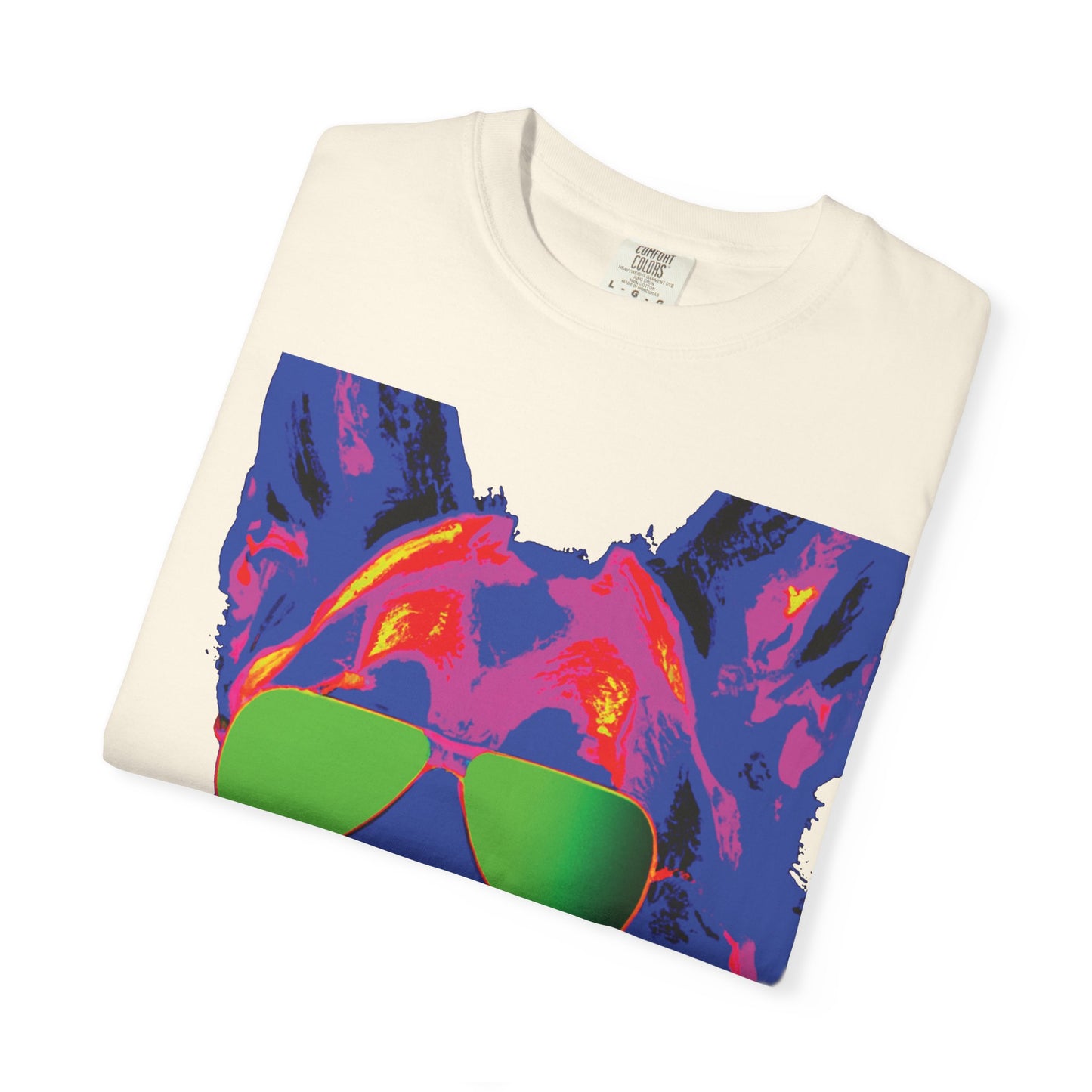 Cool Neon German Shepherd T-Shirt with Sunglasses – Retro Pop Art Dog Tee