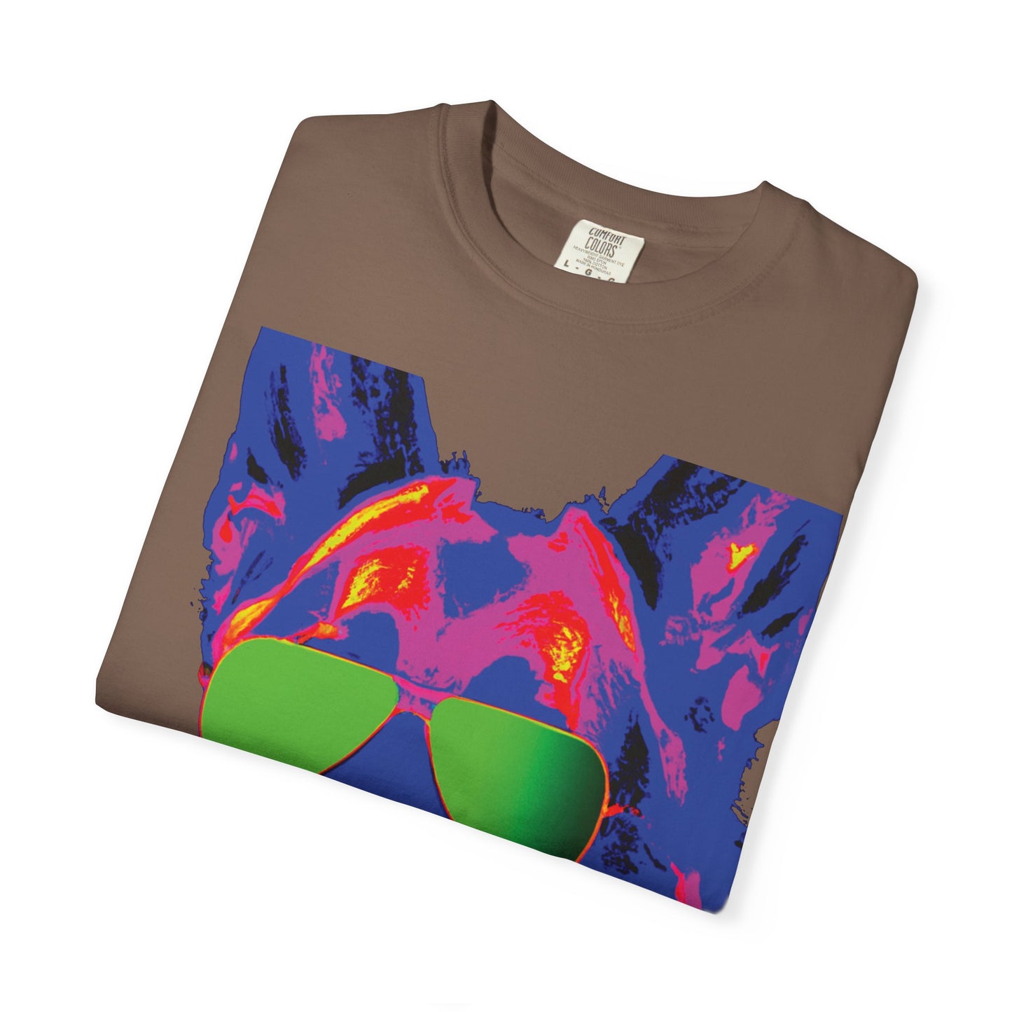Cool Neon German Shepherd T-Shirt with Sunglasses – Retro Pop Art Dog Tee