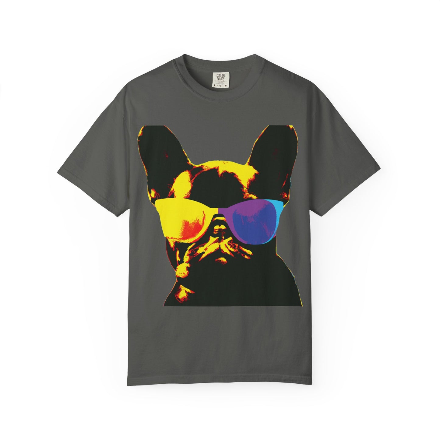 Colorful Sunglasses French Bulldog Tee (PlurOut.com Back Print)