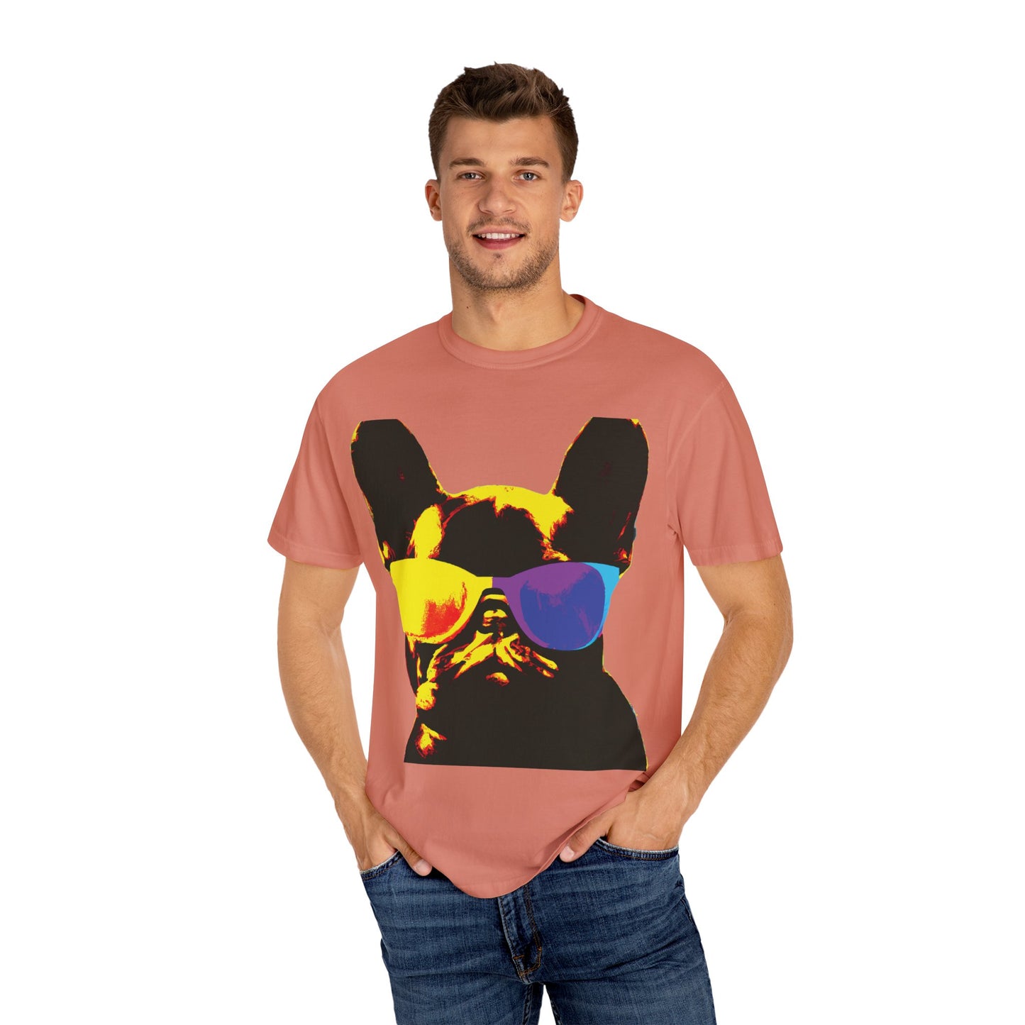 Colorful Sunglasses French Bulldog Tee (PlurOut.com Back Print)