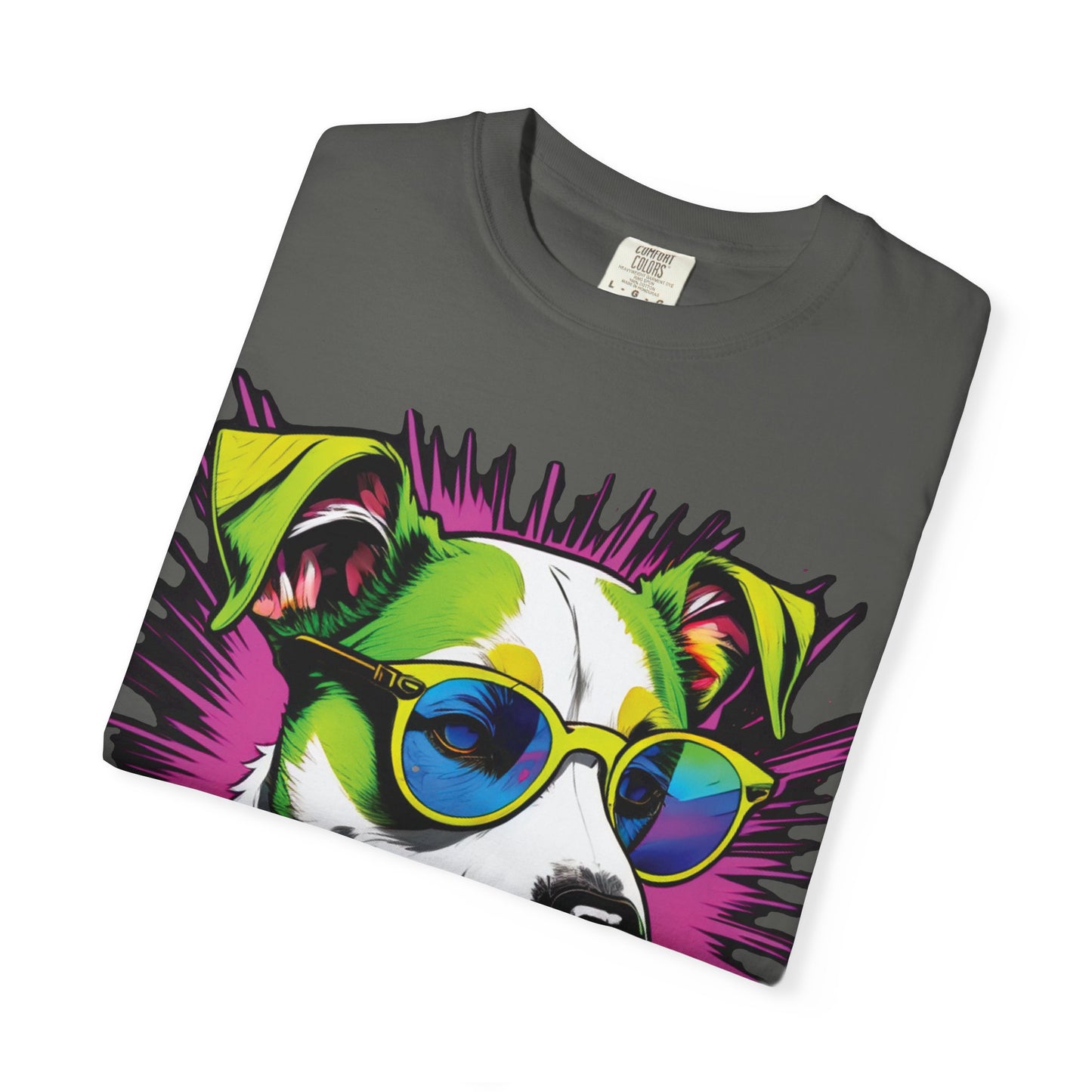 Graphic Dog T-Shirt — Colorful Sunglasses Pup Tee