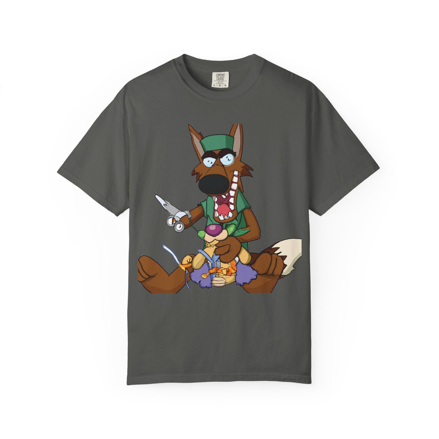 Cartoon Wolf Chef Illustration with 'PLUROUT.com' Backprint