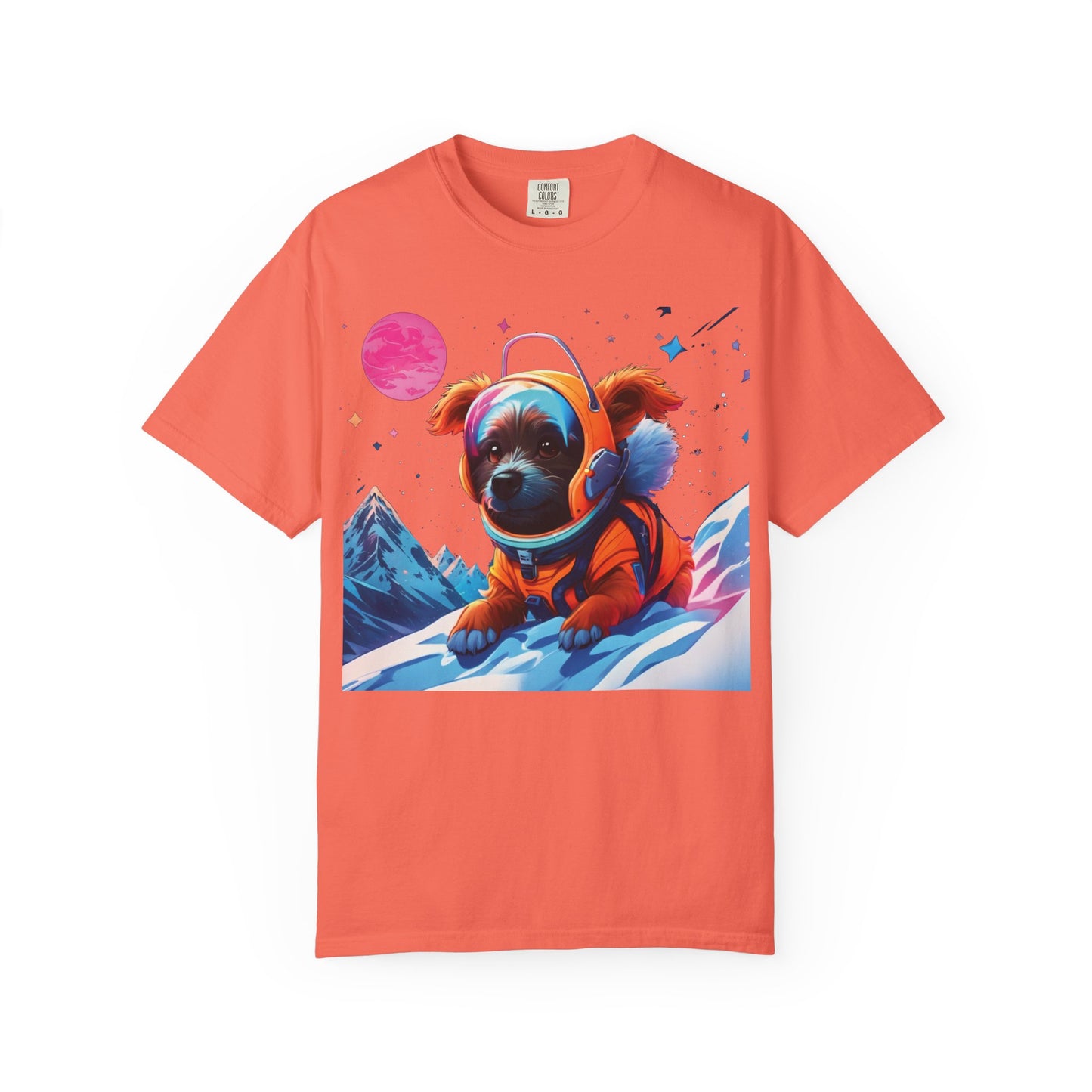 Astronaut Pug T-Shirt — Cute Space Dog Graphic Tee with PLUROUT.com Back Print
