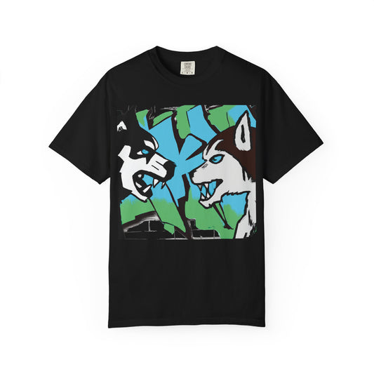 Husky Face Graphic T-Shirt — Bold Siberian Wolf Artwork
