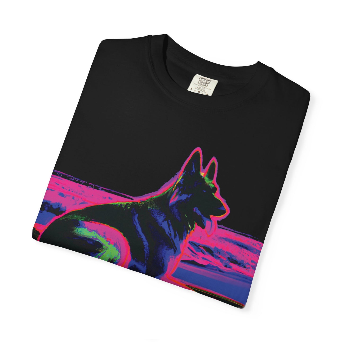 German Shepherd Sunset T-Shirt — Neon Pop Dog Graphic Tee