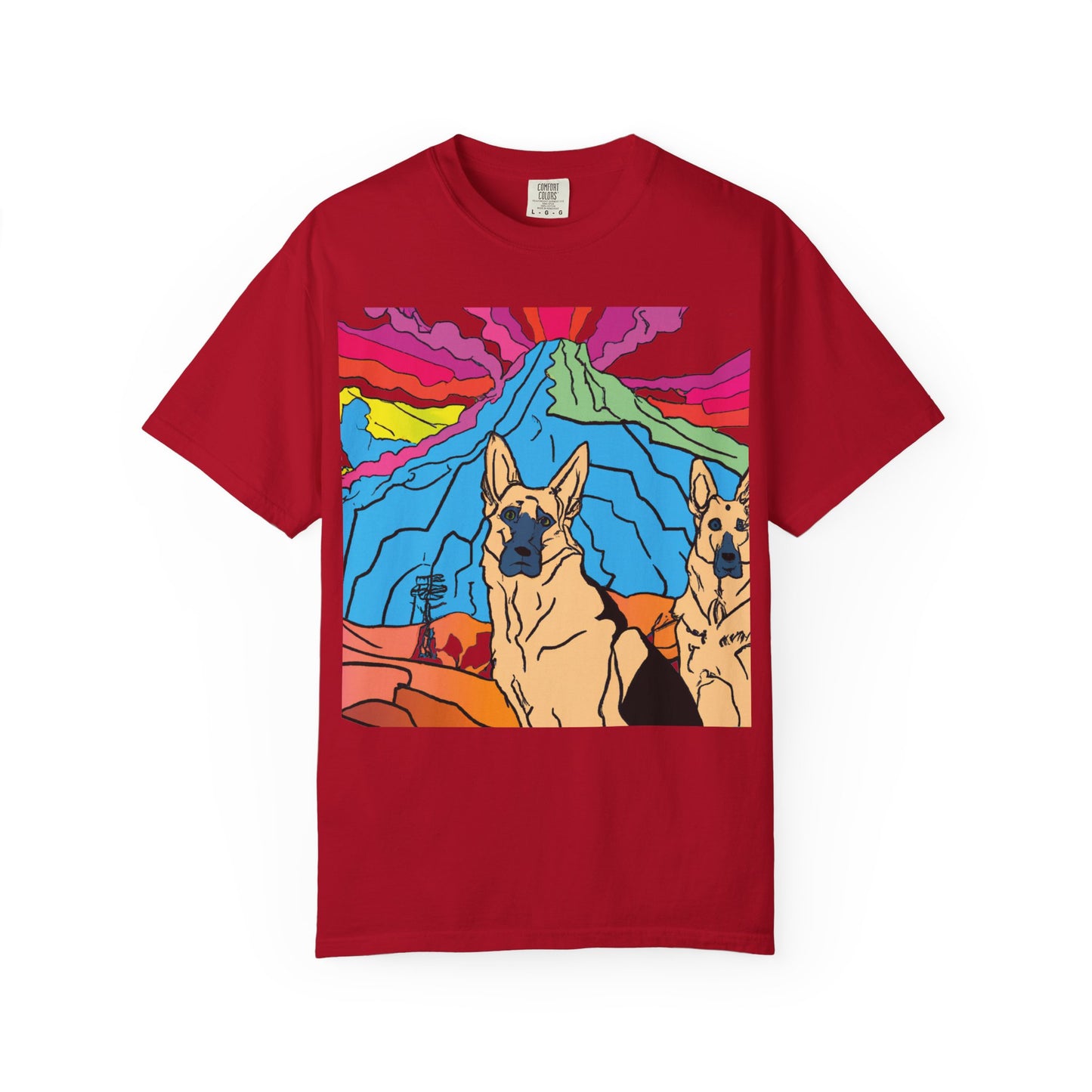 German Shepherds Retro Sunset T-Shirt — PLuROuT.com Graphic Tee