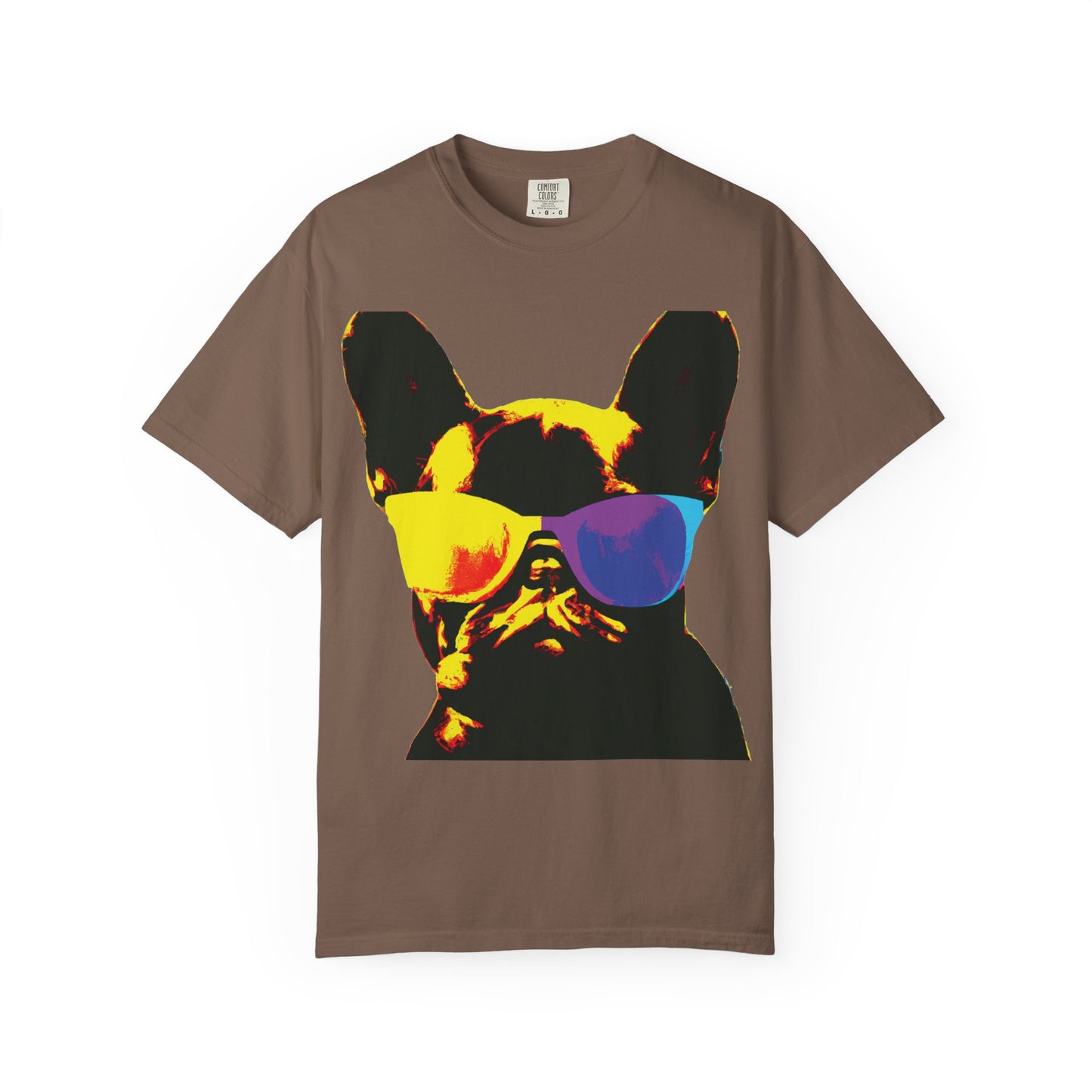 Colorful Sunglasses French Bulldog Tee (PlurOut.com Back Print)