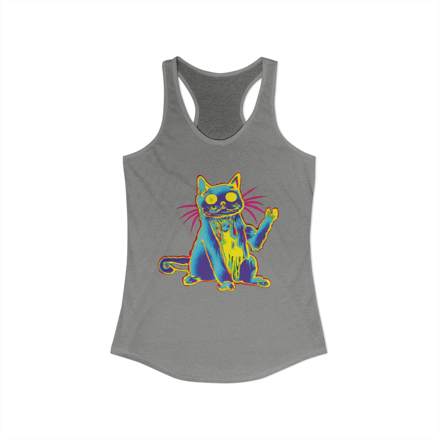 Trippy Cat 'Hi' Racerback Tank — Women's Graphic Tank Top