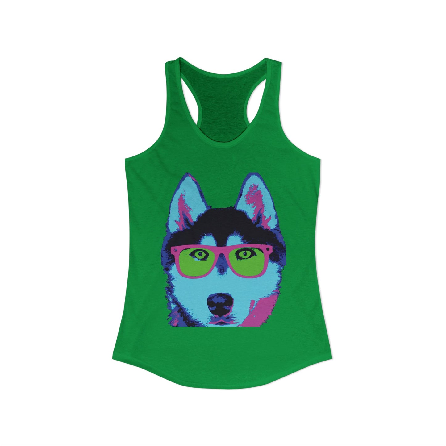 Husky with Cool Glasses Racerback Tank