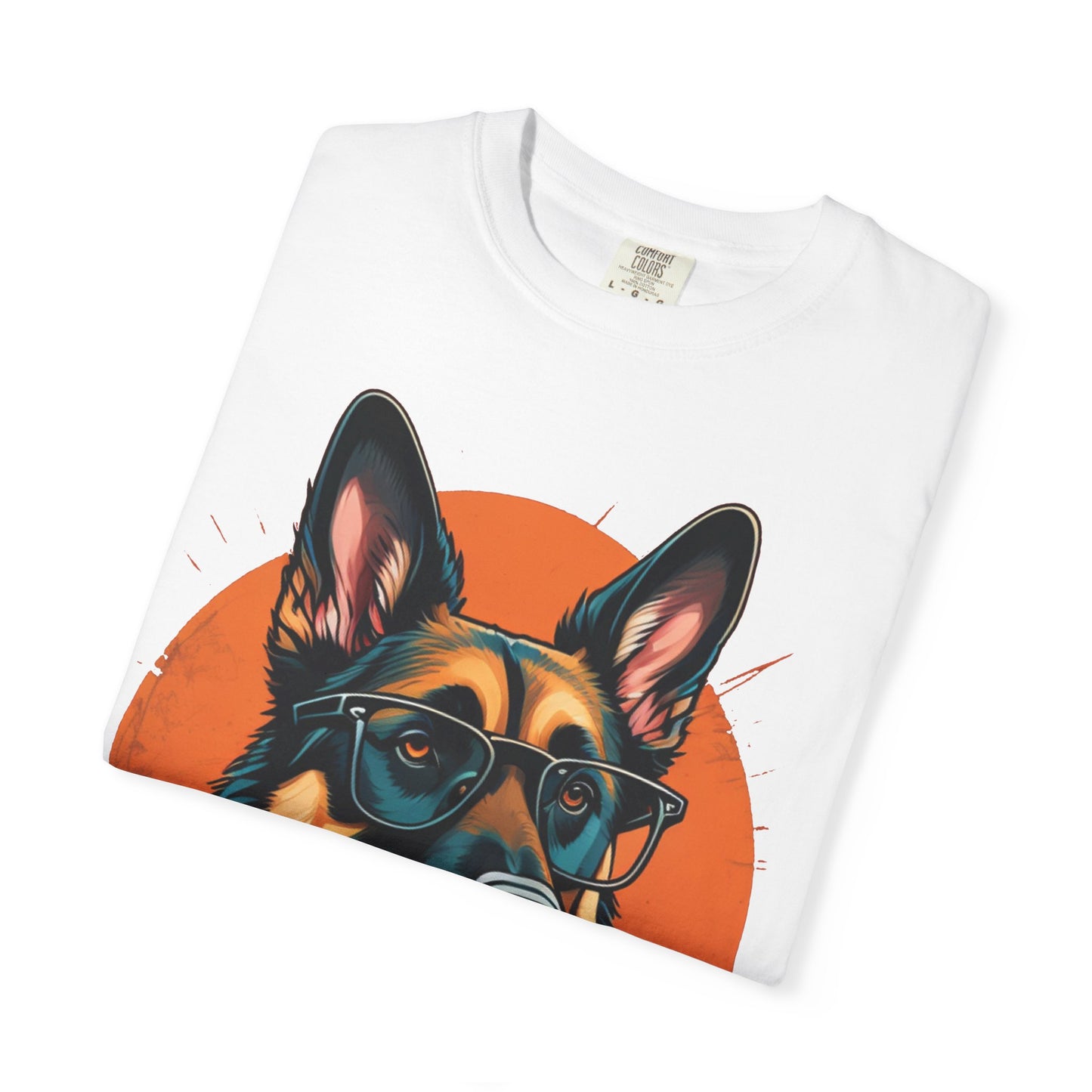 German Shepherd Coffee T-Shirt — Cool Dog Graphic Tee with Sunglasses & Mug