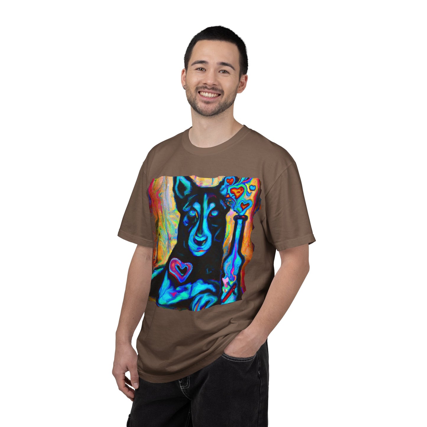Colorful Husky Art T-Shirt — Vibrant Neon Dog Portrait Tee