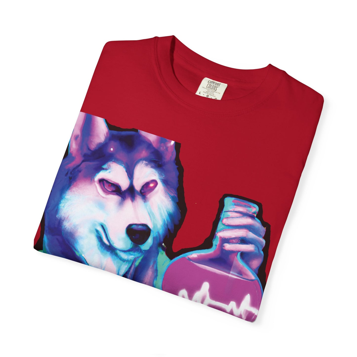 Husky Chemist T-Shirt — Neon Vial Heartbeat Graphic Tee