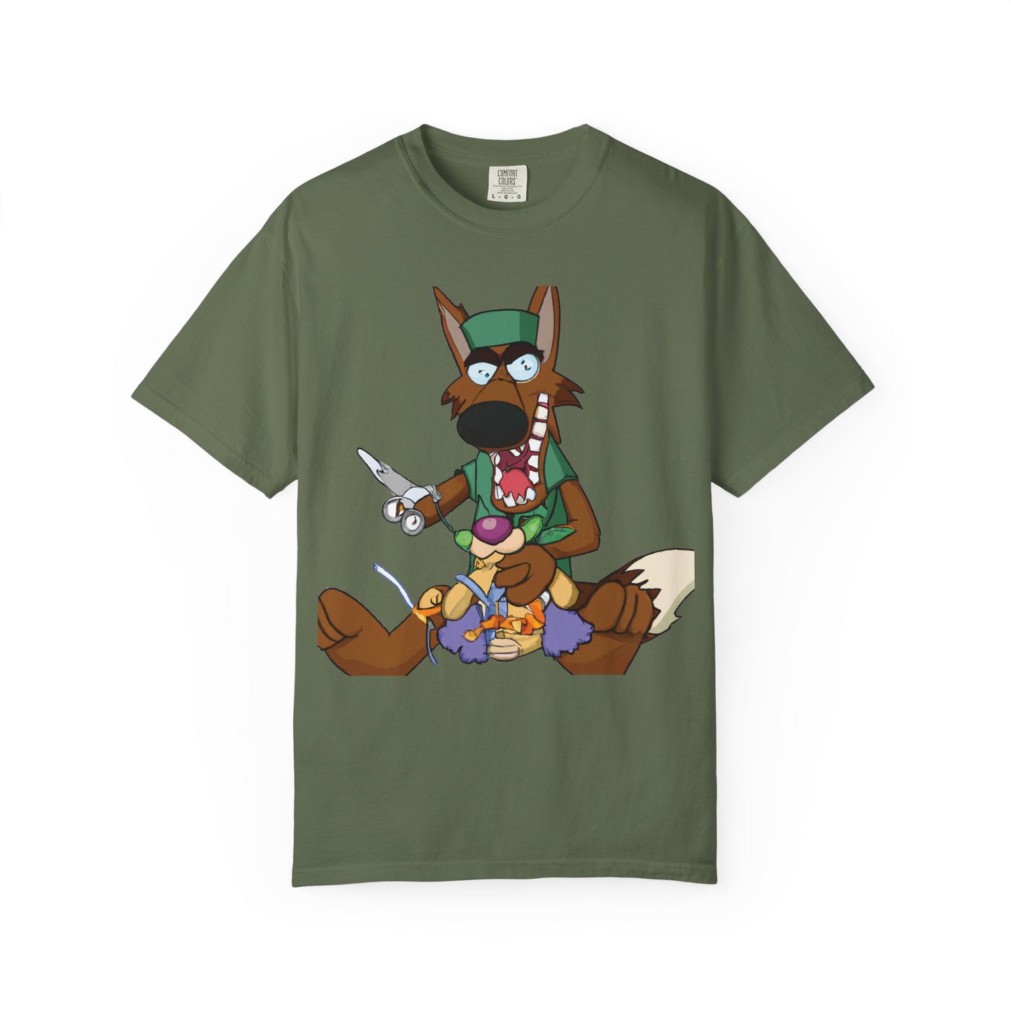 Cartoon Wolf Chef Illustration with 'PLUROUT.com' Backprint