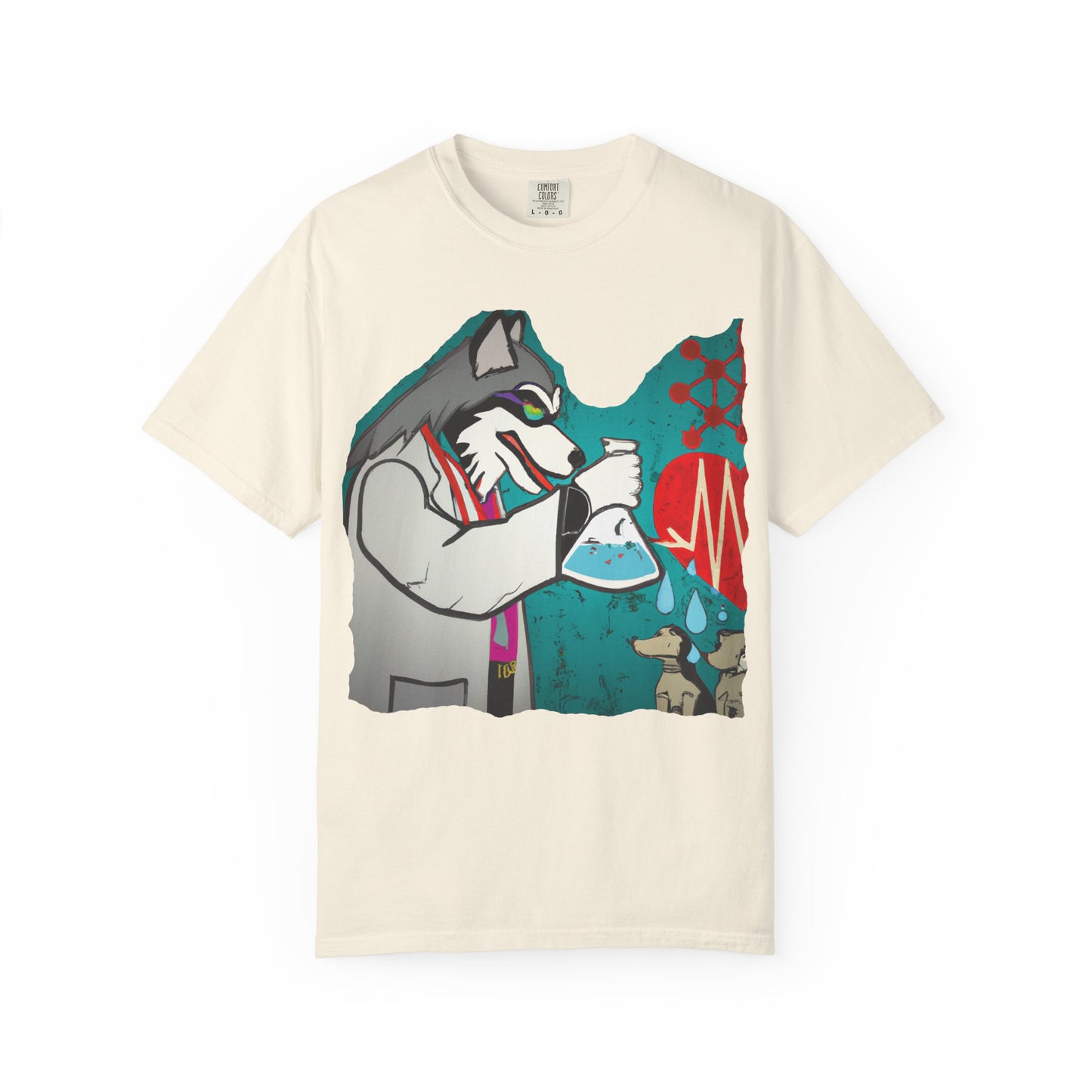Scientist Wolf Graphic T-Shirt — 'PLUROUT.com' Back Print