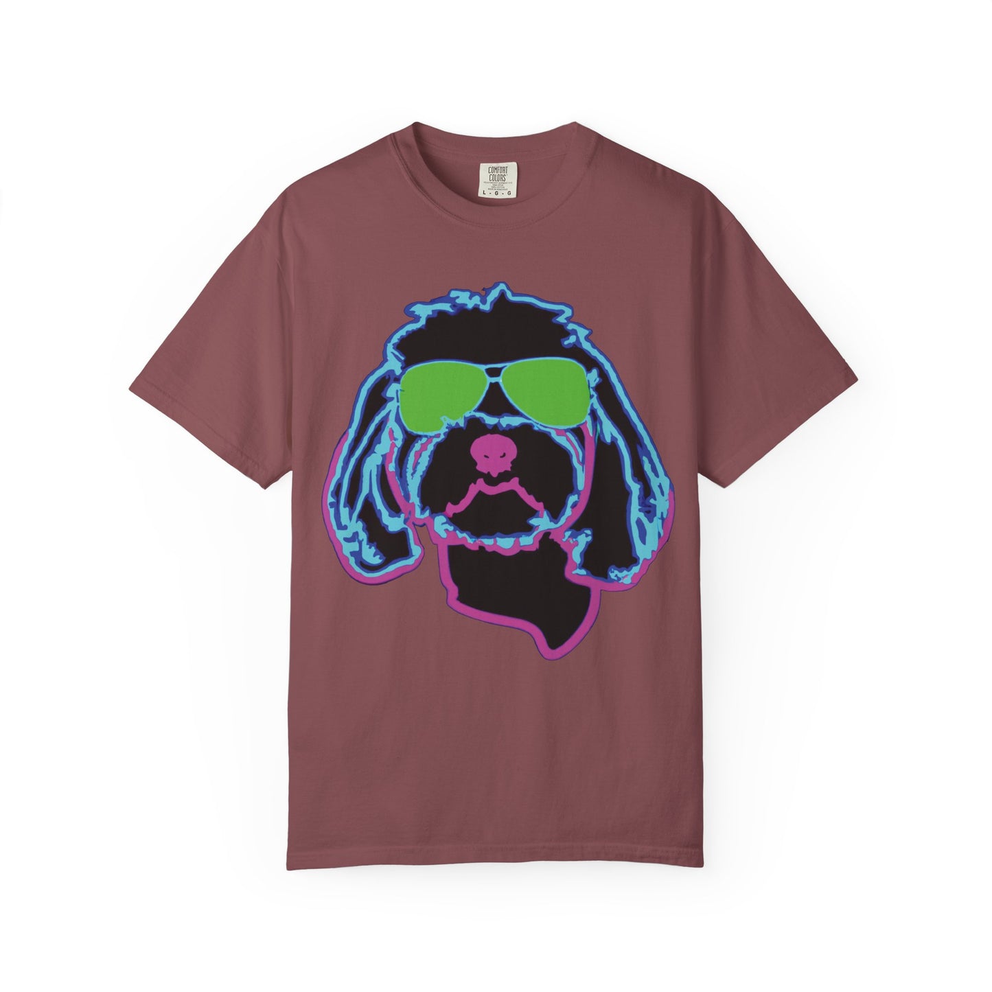 Retro Neon Dog T-Shirt — Cool Pup Sunglasses Graphic Tee