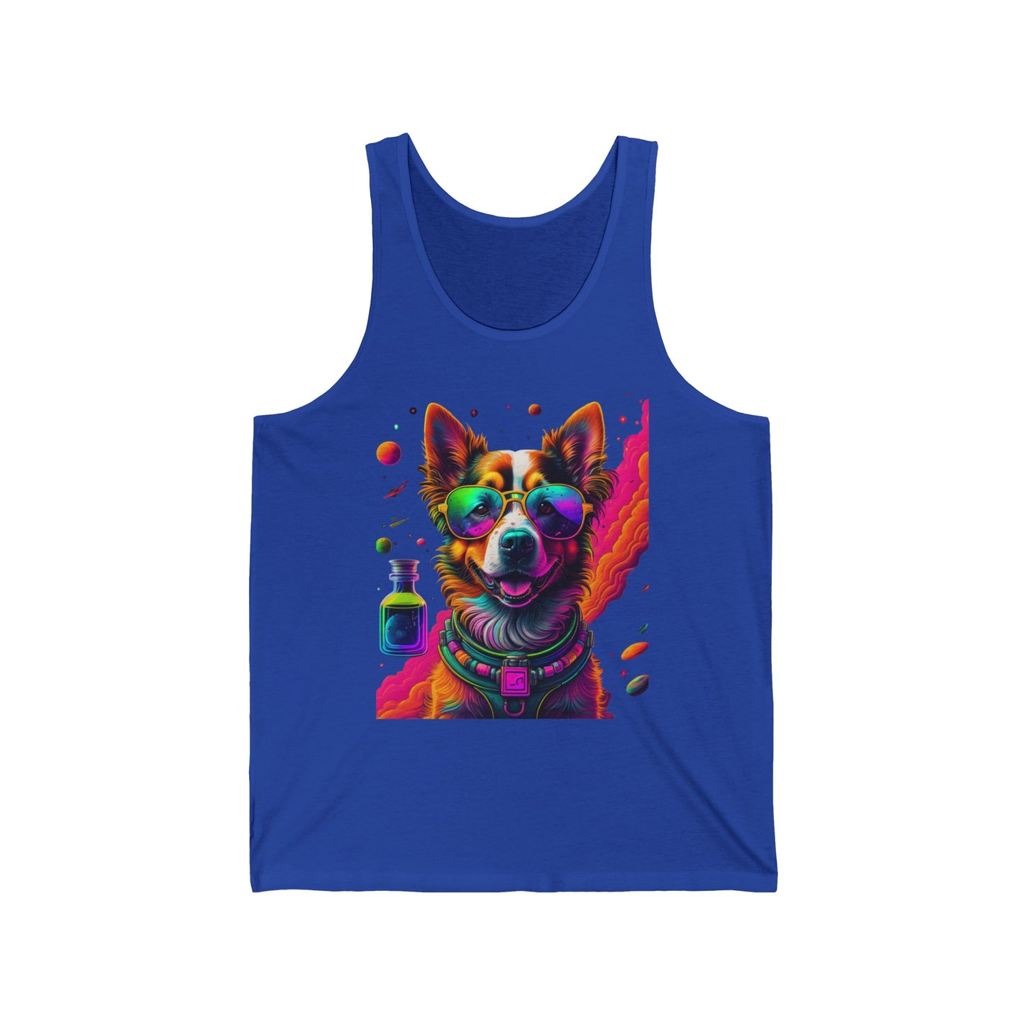 Vibrant Psychedelic Dog Tank Top – Colorful Corgi Art Graphic Tank