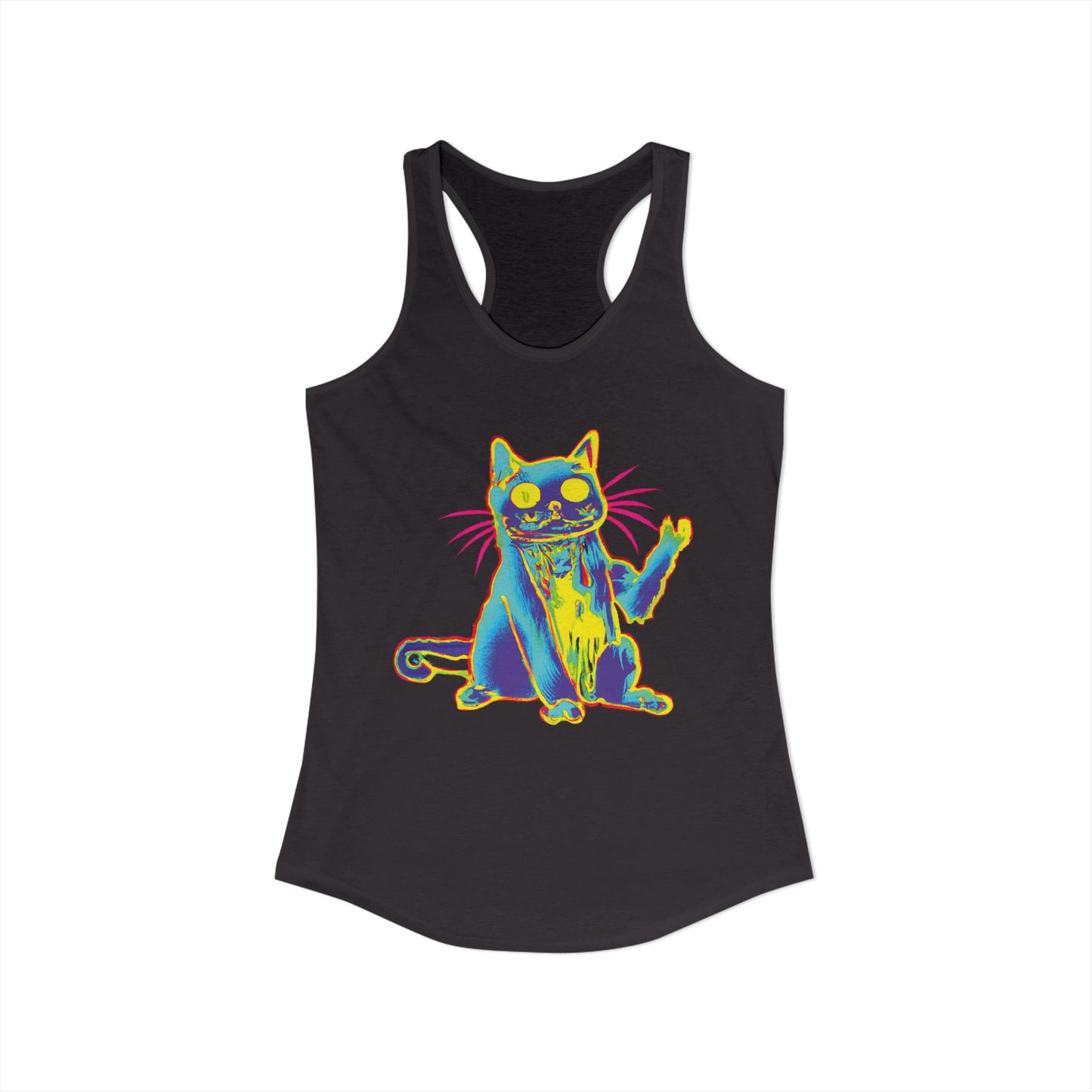 Trippy Cat 'Hi' Racerback Tank — Women's Graphic Tank Top