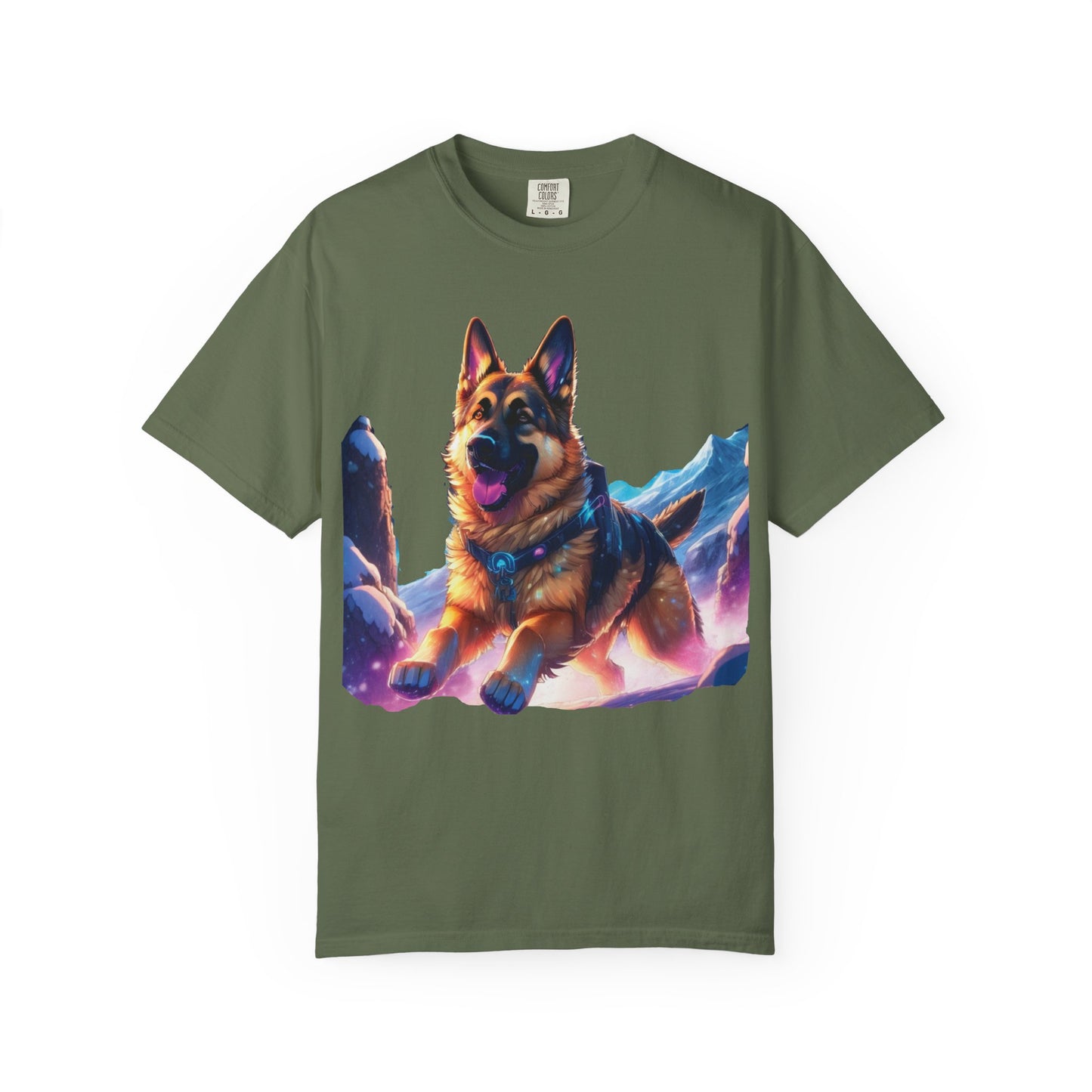 German Shepherd Mountain Tee — Vibrant Dog Graphic T-Shirt