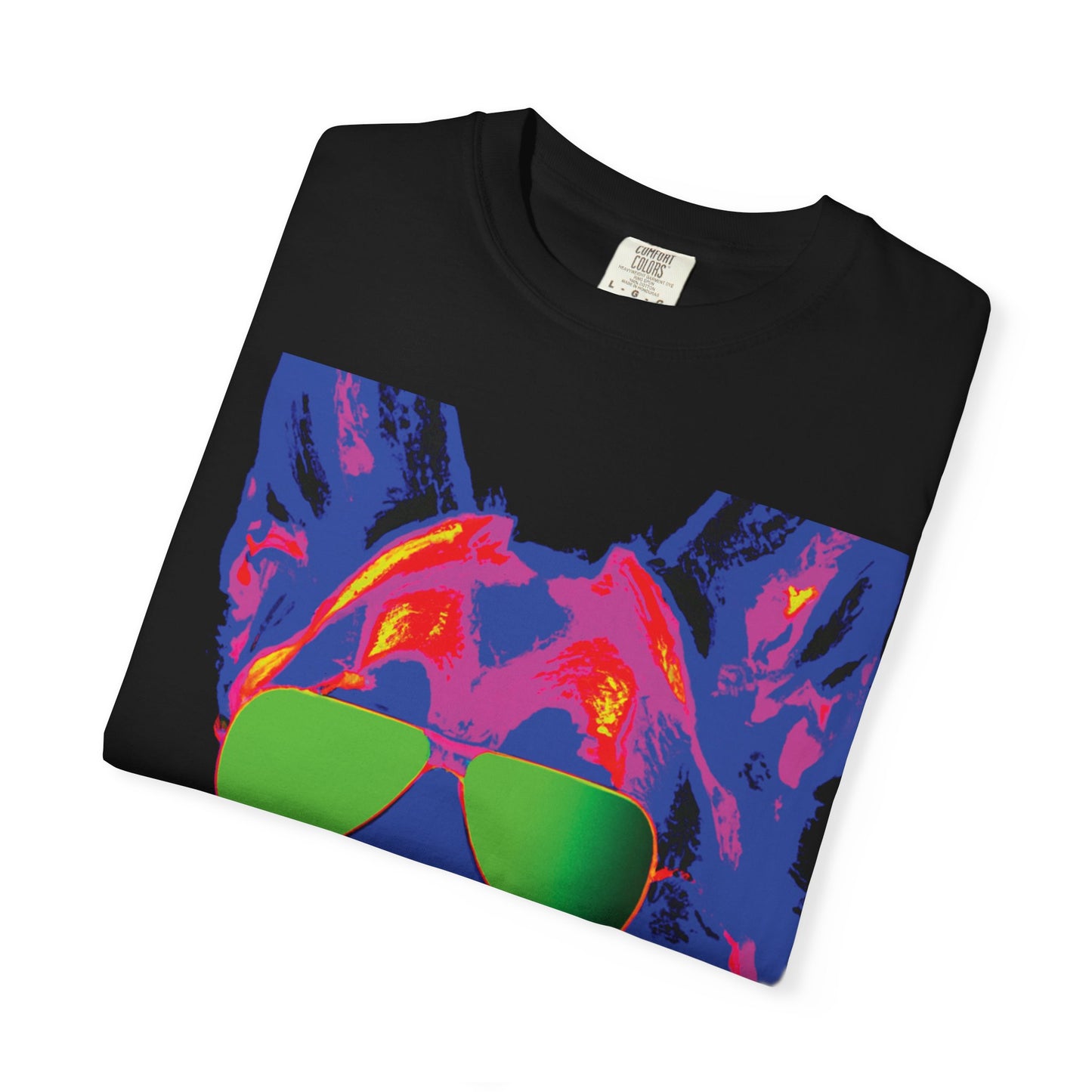 Cool Neon German Shepherd T-Shirt with Sunglasses – Retro Pop Art Dog Tee