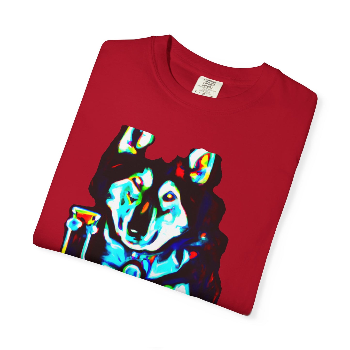 Psychedelic Husky T-Shirt — Colorful Neon Dog Graphic Tee