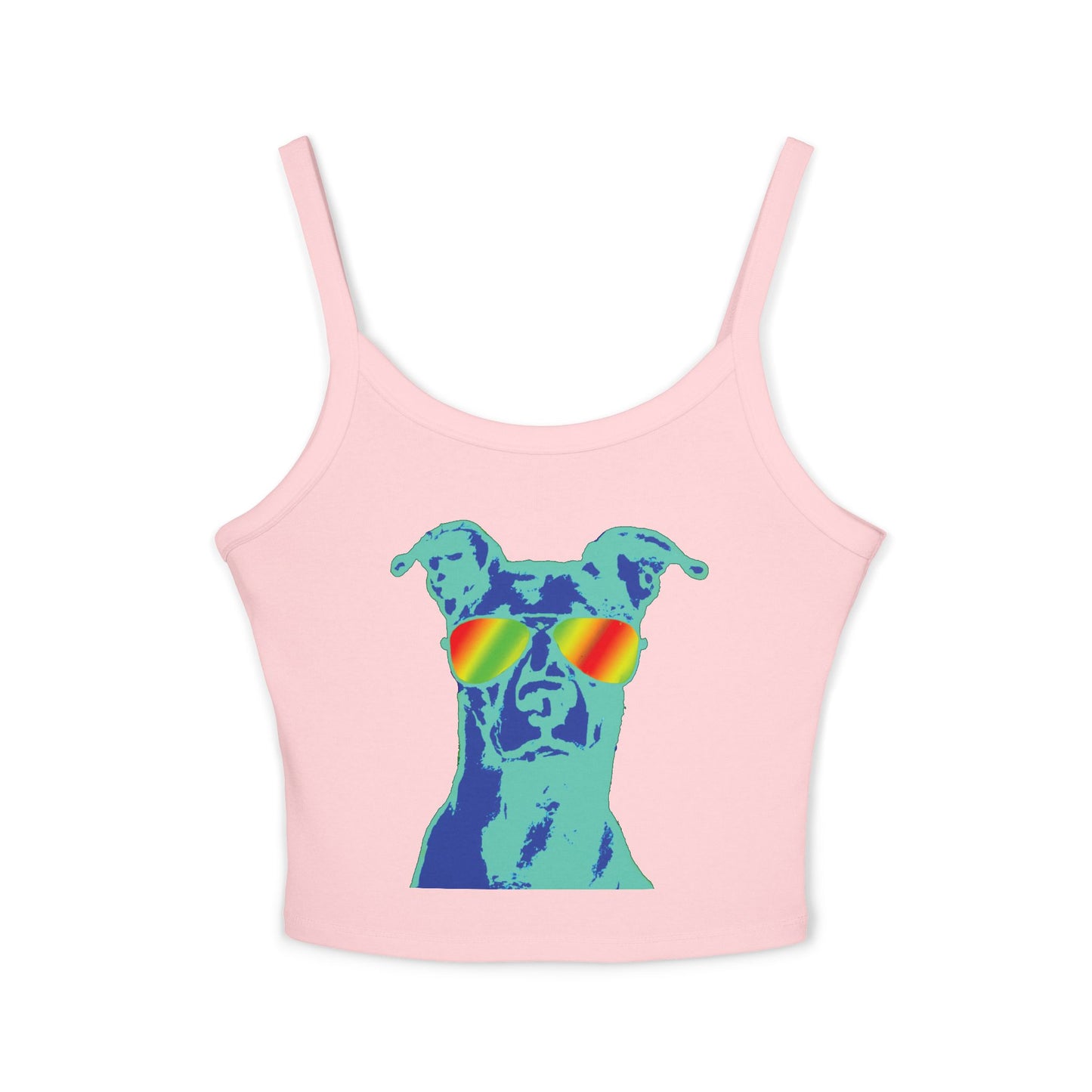 Dog Sunglasses Crop Tank Top — Colorful Summer Pup Graphic