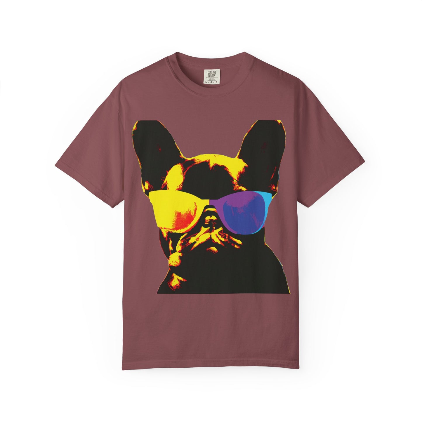 Colorful Sunglasses French Bulldog Tee (PlurOut.com Back Print)