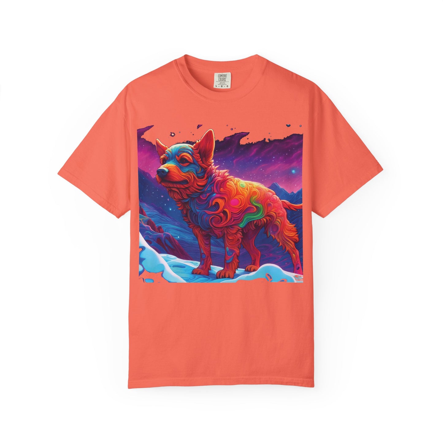 Psychedelic Fox Dog T-Shirt — Vibrant Neon Animal Art Tee (Includes PLURROUT.com Back Print)