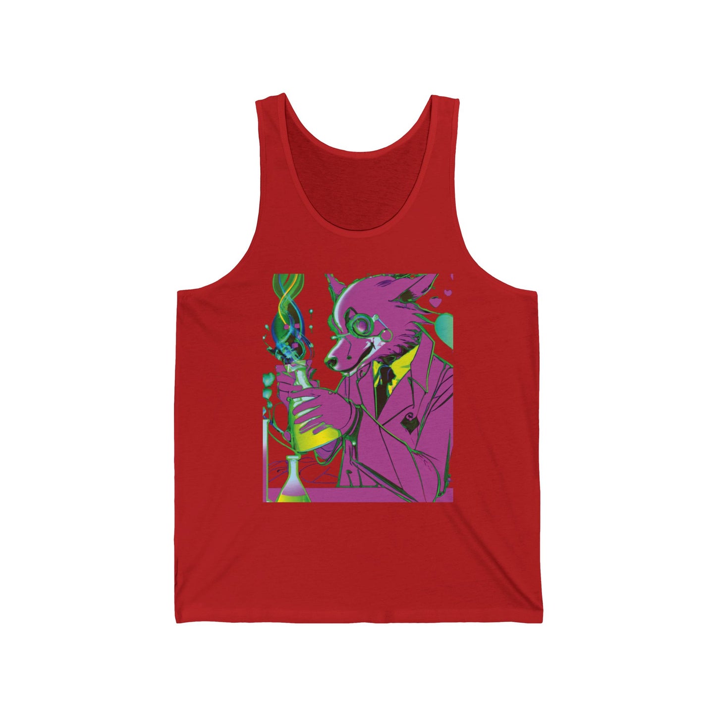 Psychedelic Fox Chemist Tank – Neon Lab Art Graphic Tank Top