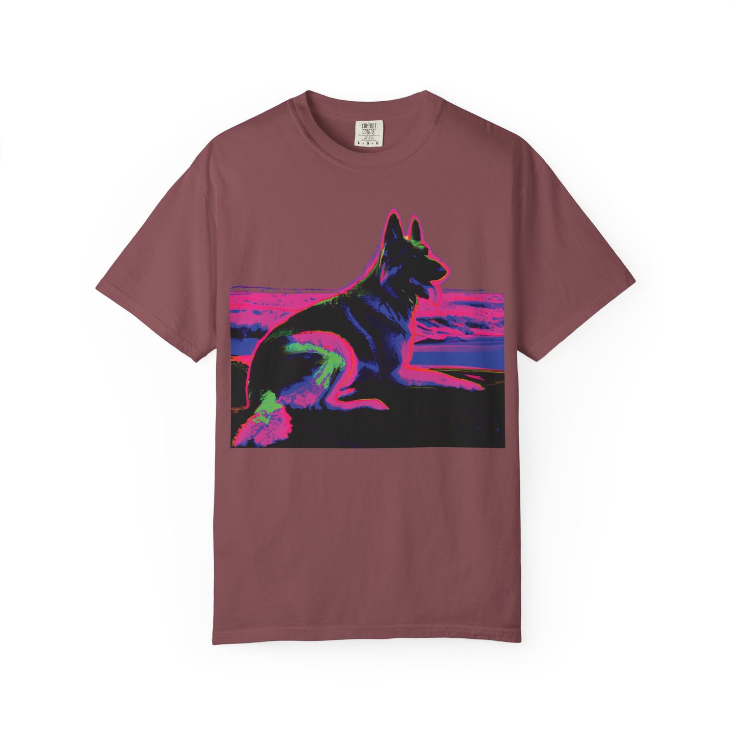 German Shepherd Sunset T-Shirt — Neon Pop Dog Graphic Tee
