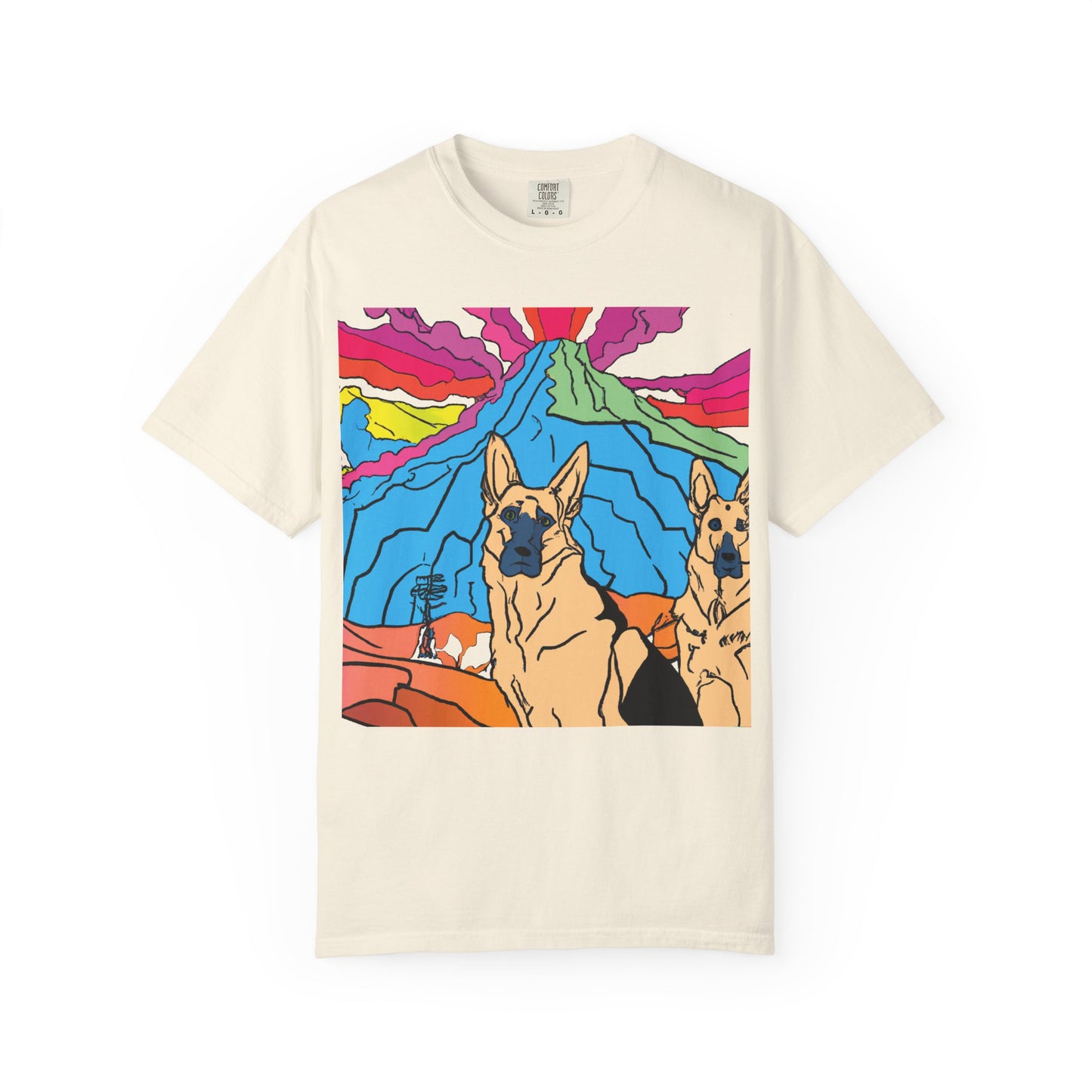 German Shepherds Retro Sunset T-Shirt — PLuROuT.com Graphic Tee
