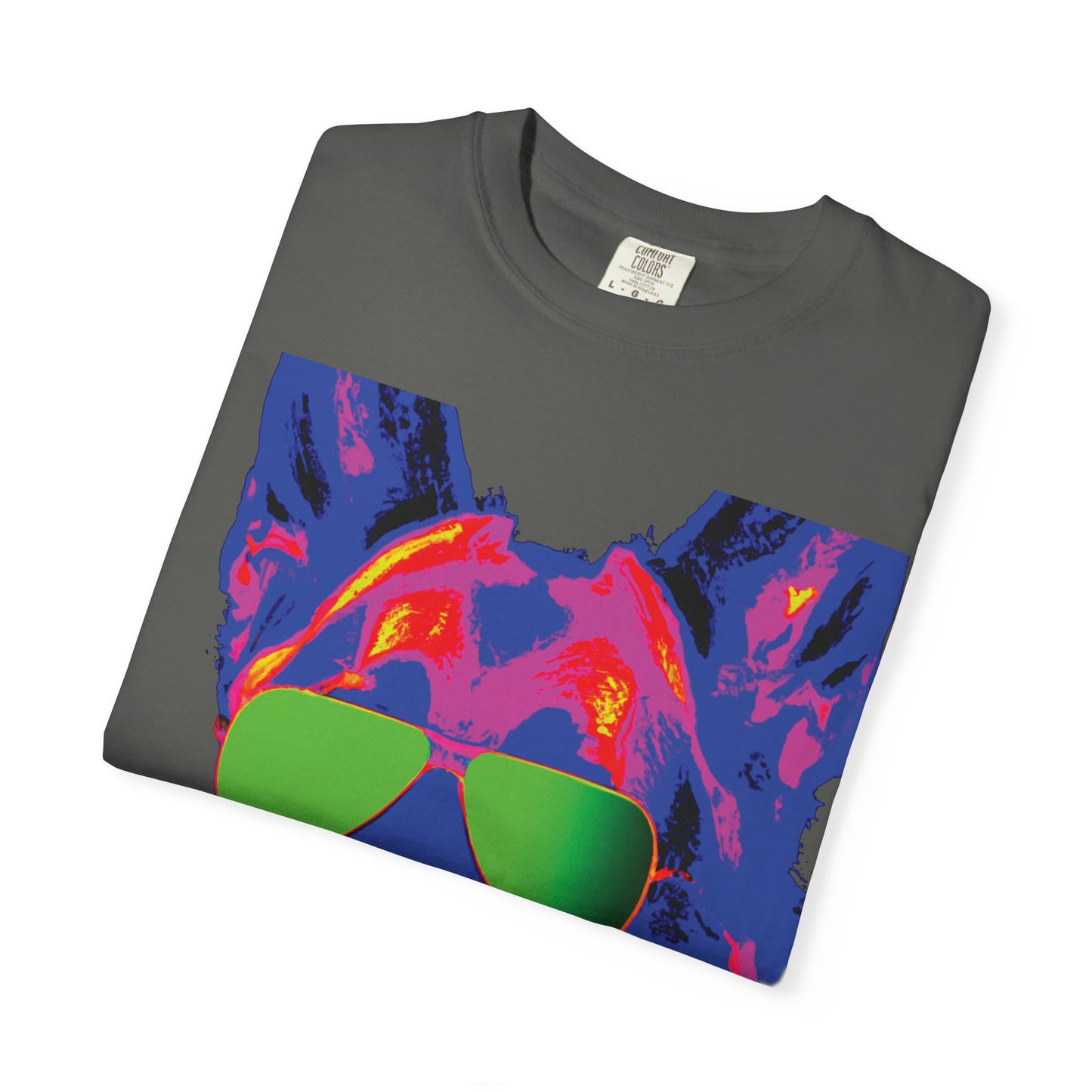 Cool Neon German Shepherd T-Shirt with Sunglasses – Retro Pop Art Dog Tee
