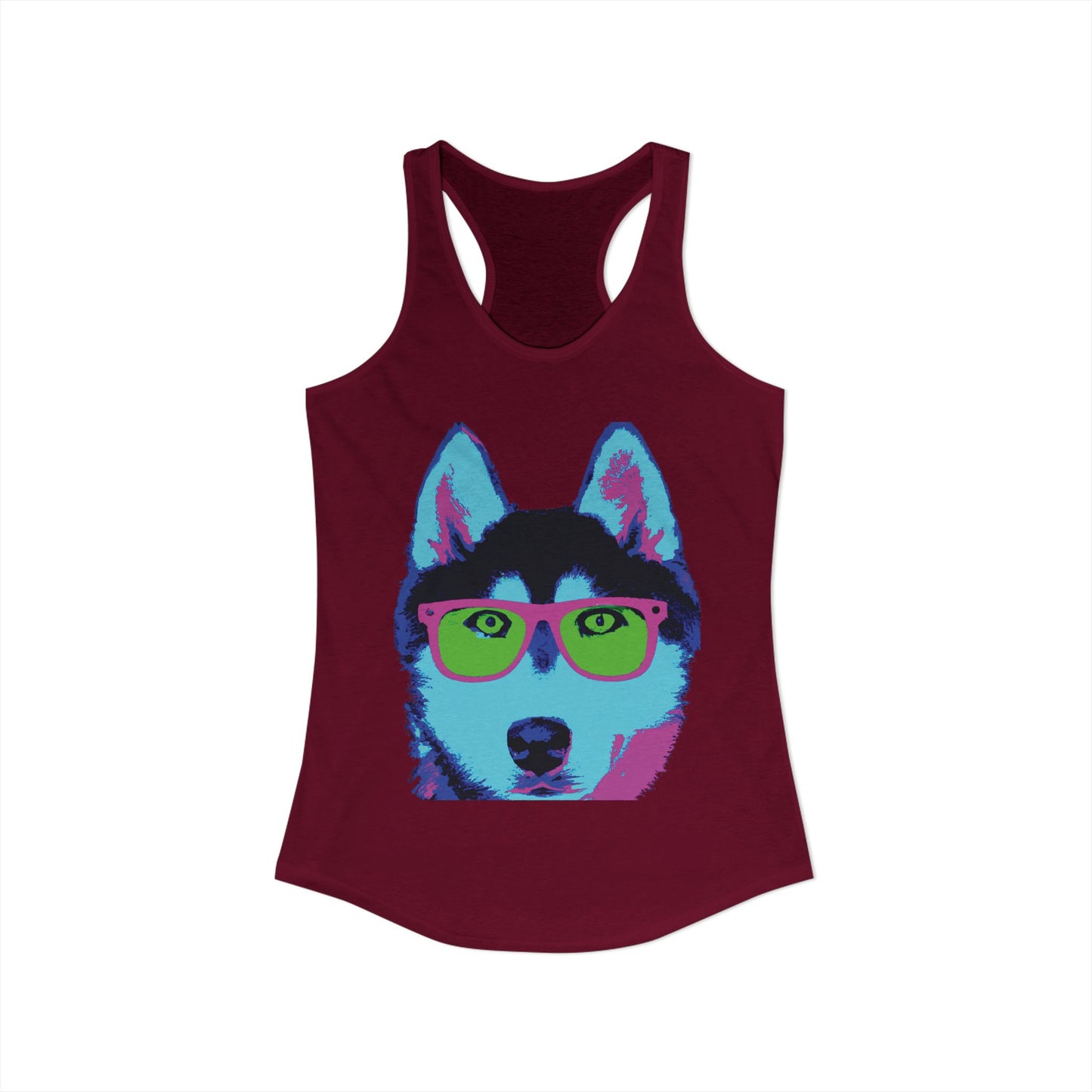 Husky with Cool Glasses Racerback Tank