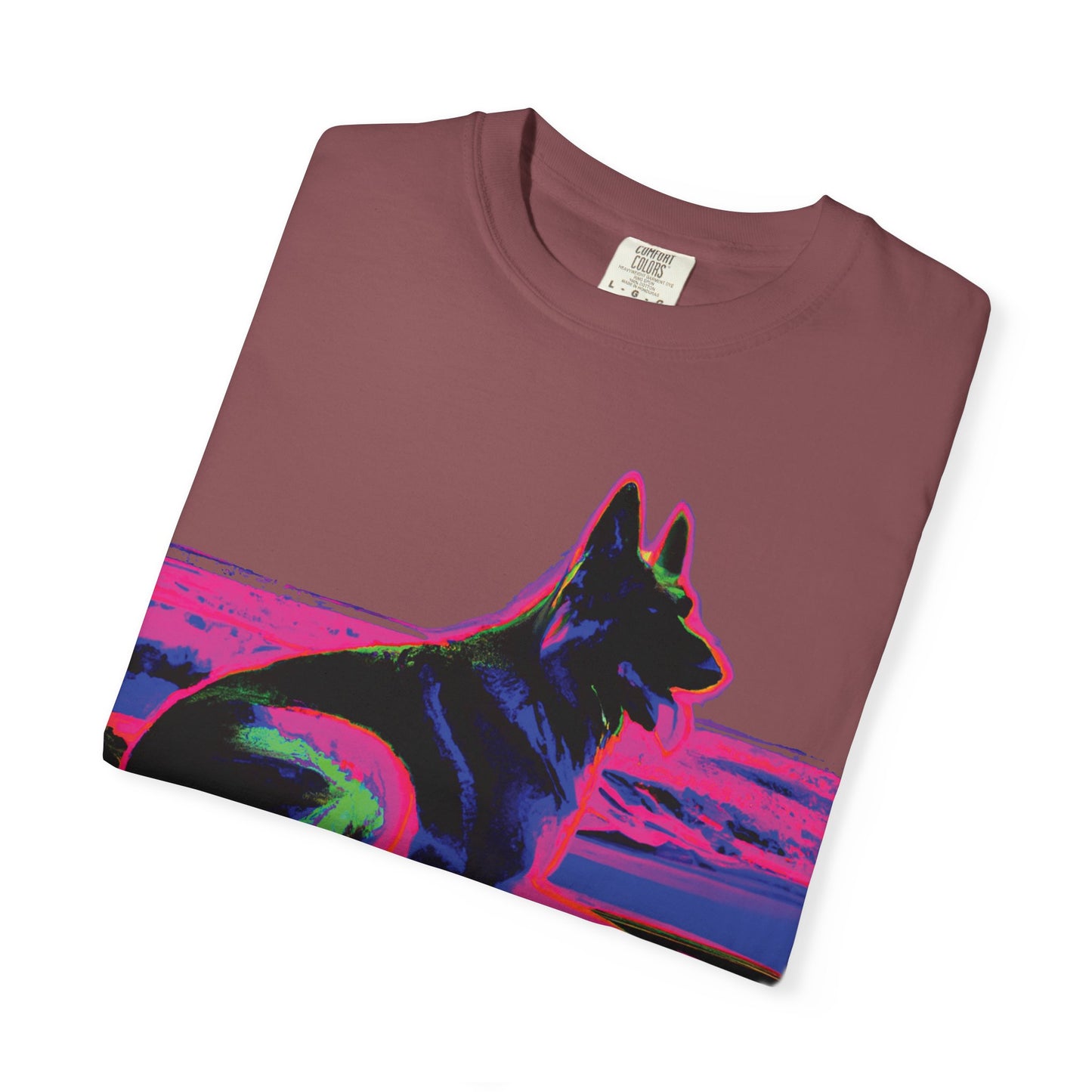 German Shepherd Sunset T-Shirt — Neon Pop Dog Graphic Tee