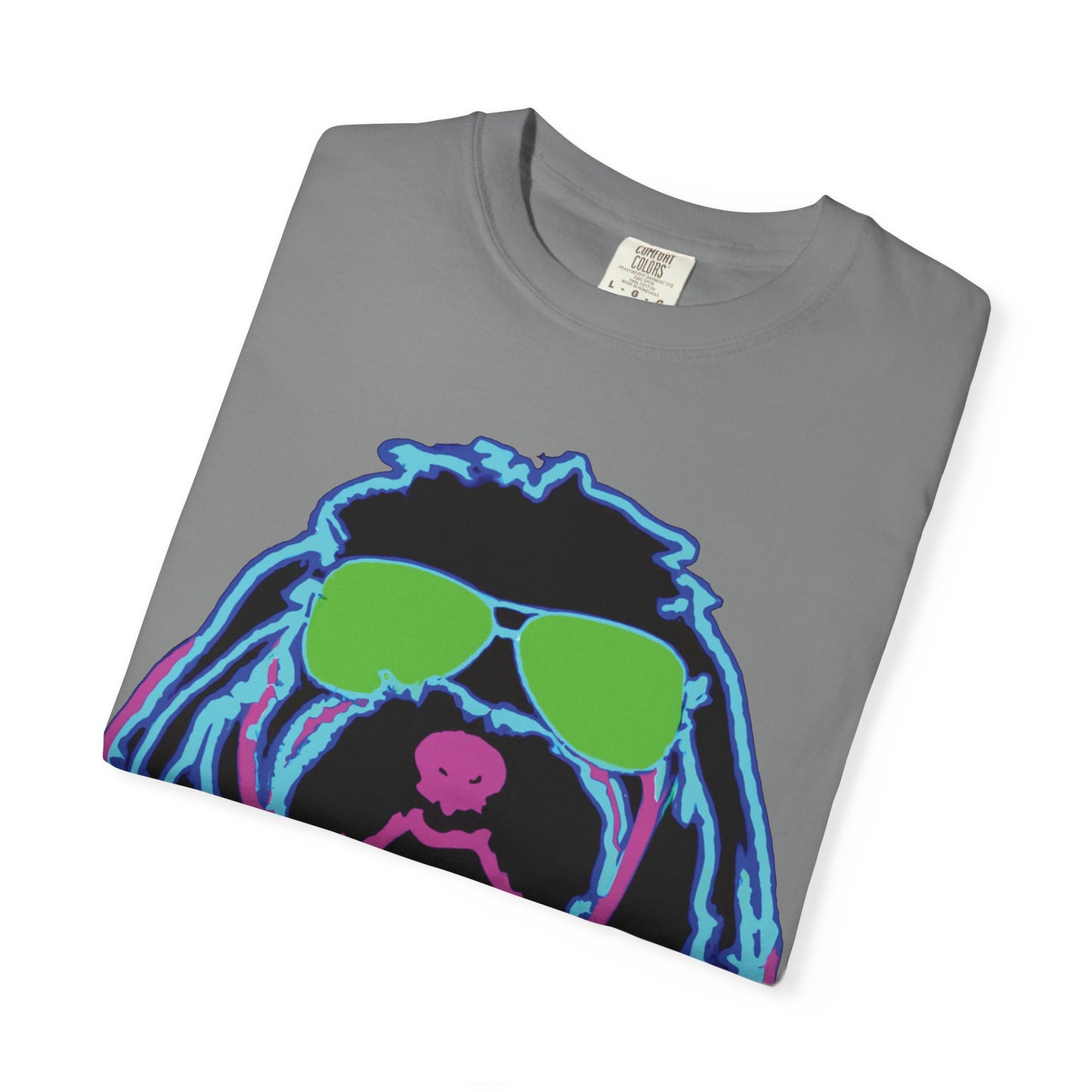 Retro Neon Dog T-Shirt — Cool Pup Sunglasses Graphic Tee