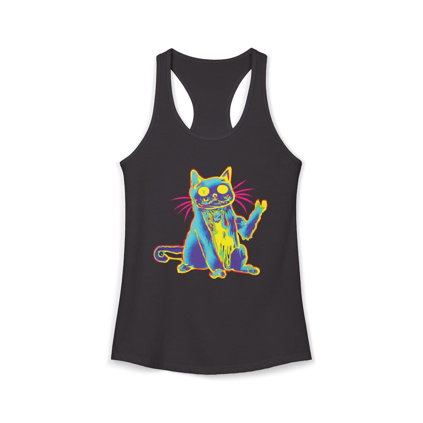 Trippy Cat 'Hi' Racerback Tank — Women's Graphic Tank Top