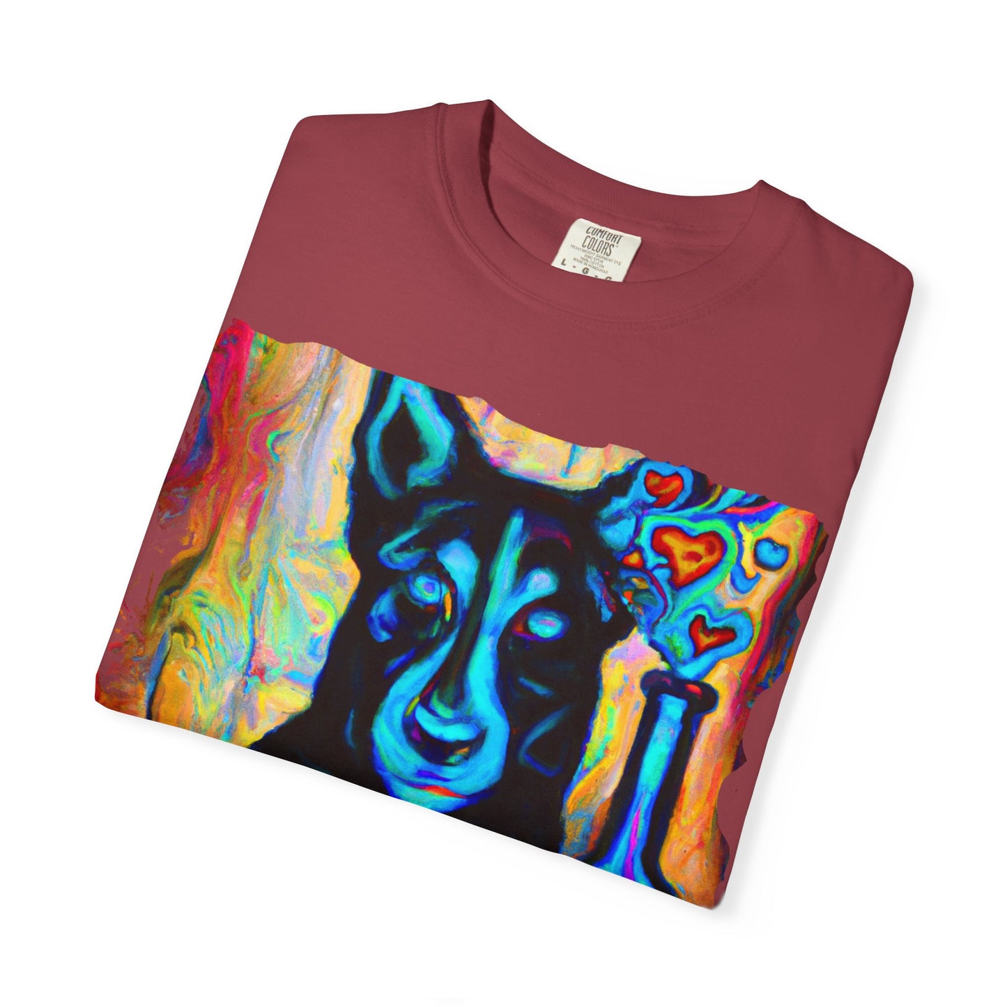 Colorful Husky Art T-Shirt — Vibrant Neon Dog Portrait Tee