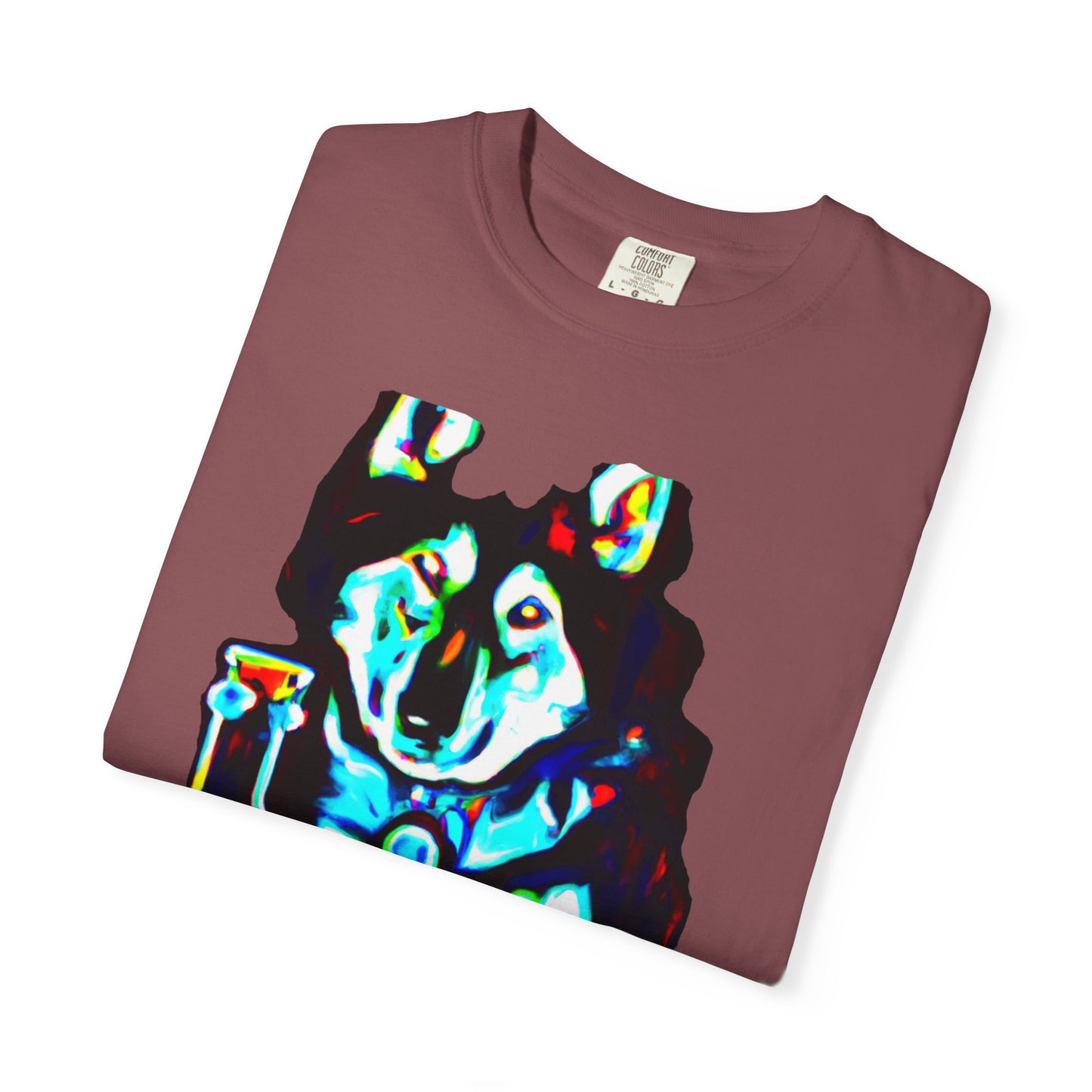 Psychedelic Husky T-Shirt — Colorful Neon Dog Graphic Tee