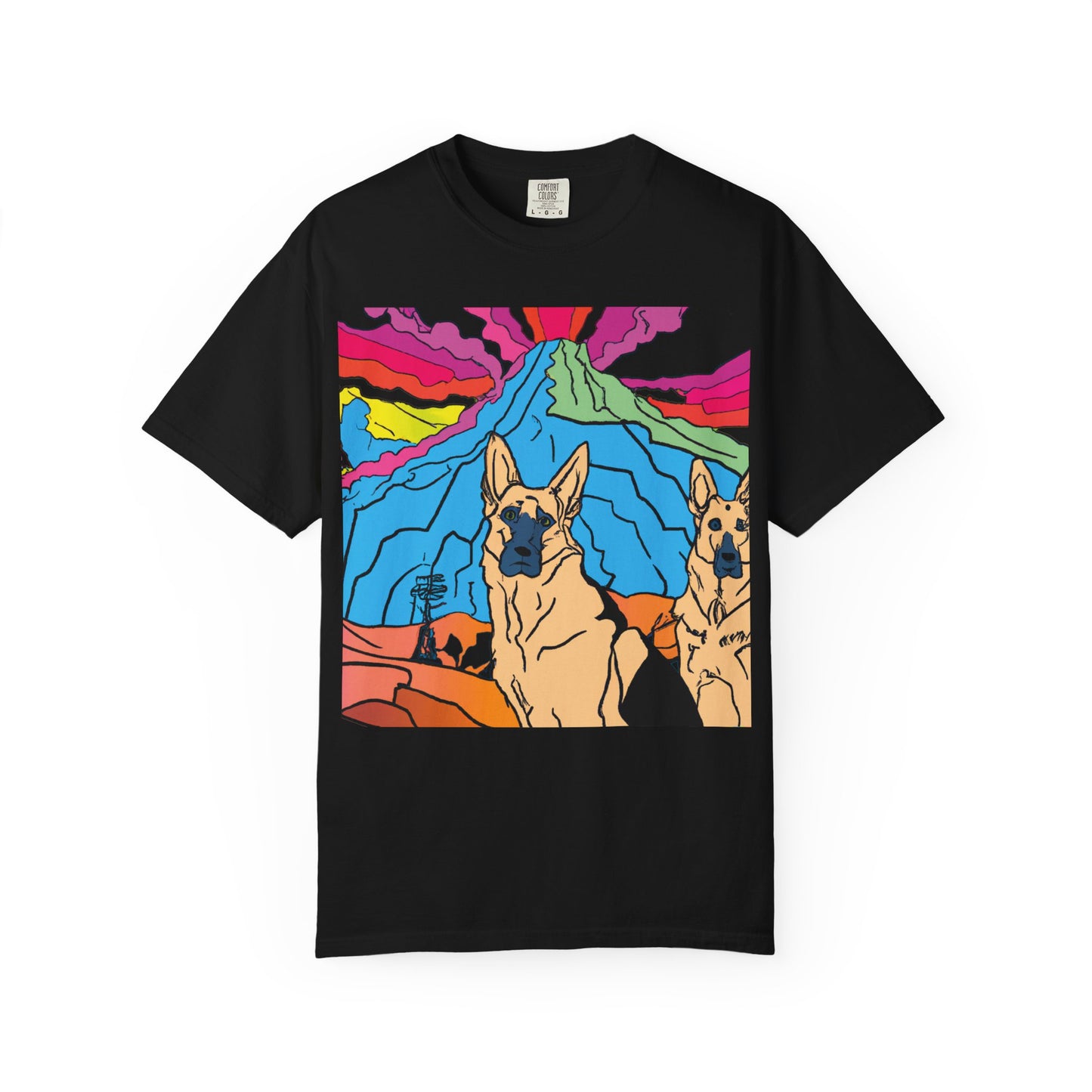 German Shepherds Retro Sunset T-Shirt — PLuROuT.com Graphic Tee