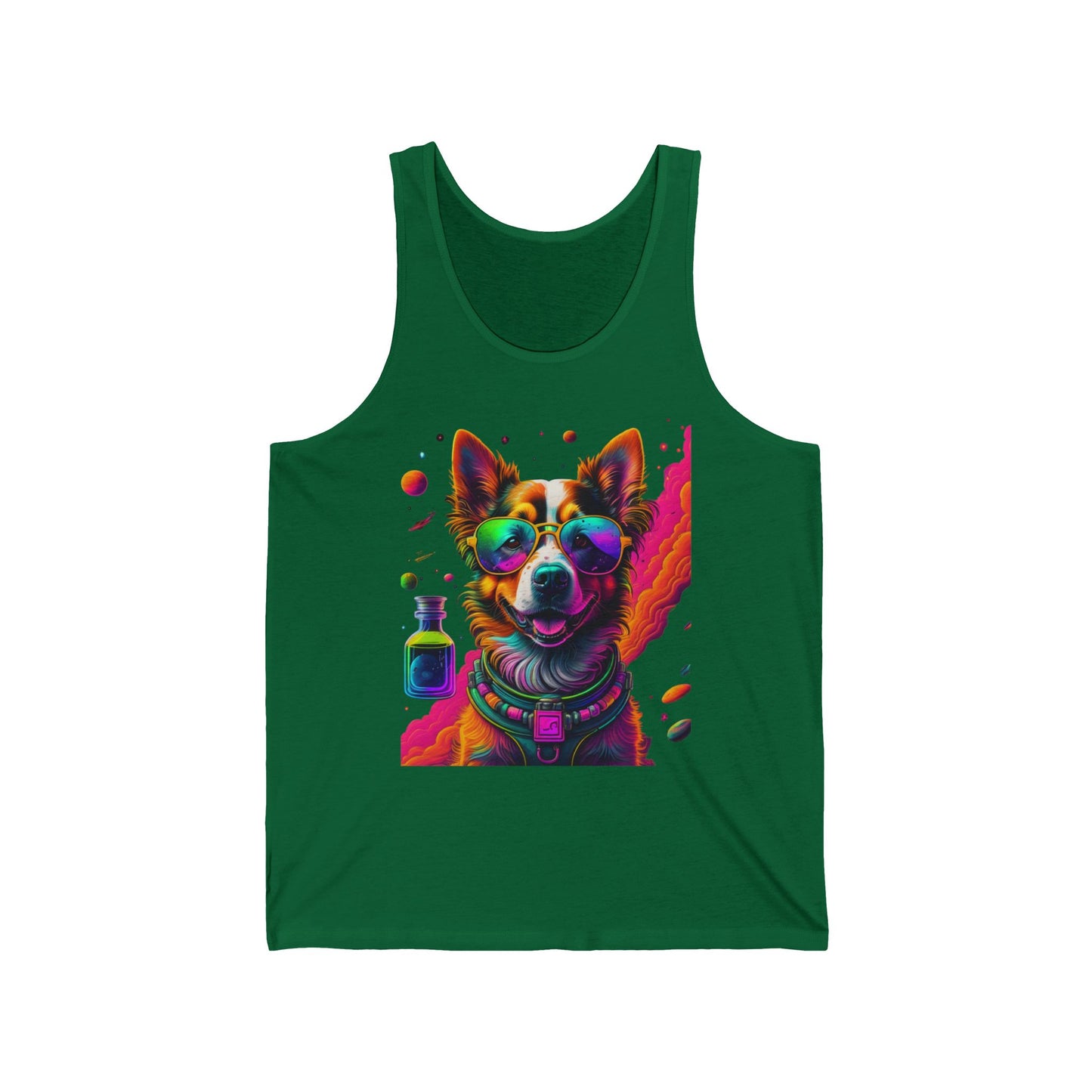 Vibrant Psychedelic Dog Tank Top – Colorful Corgi Art Graphic Tank