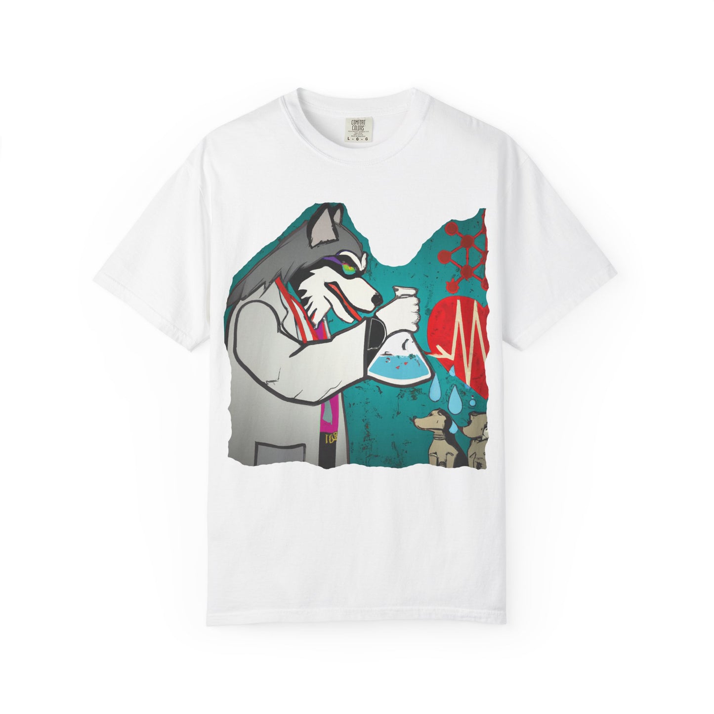 Scientist Wolf Graphic T-Shirt — 'PLUROUT.com' Back Print