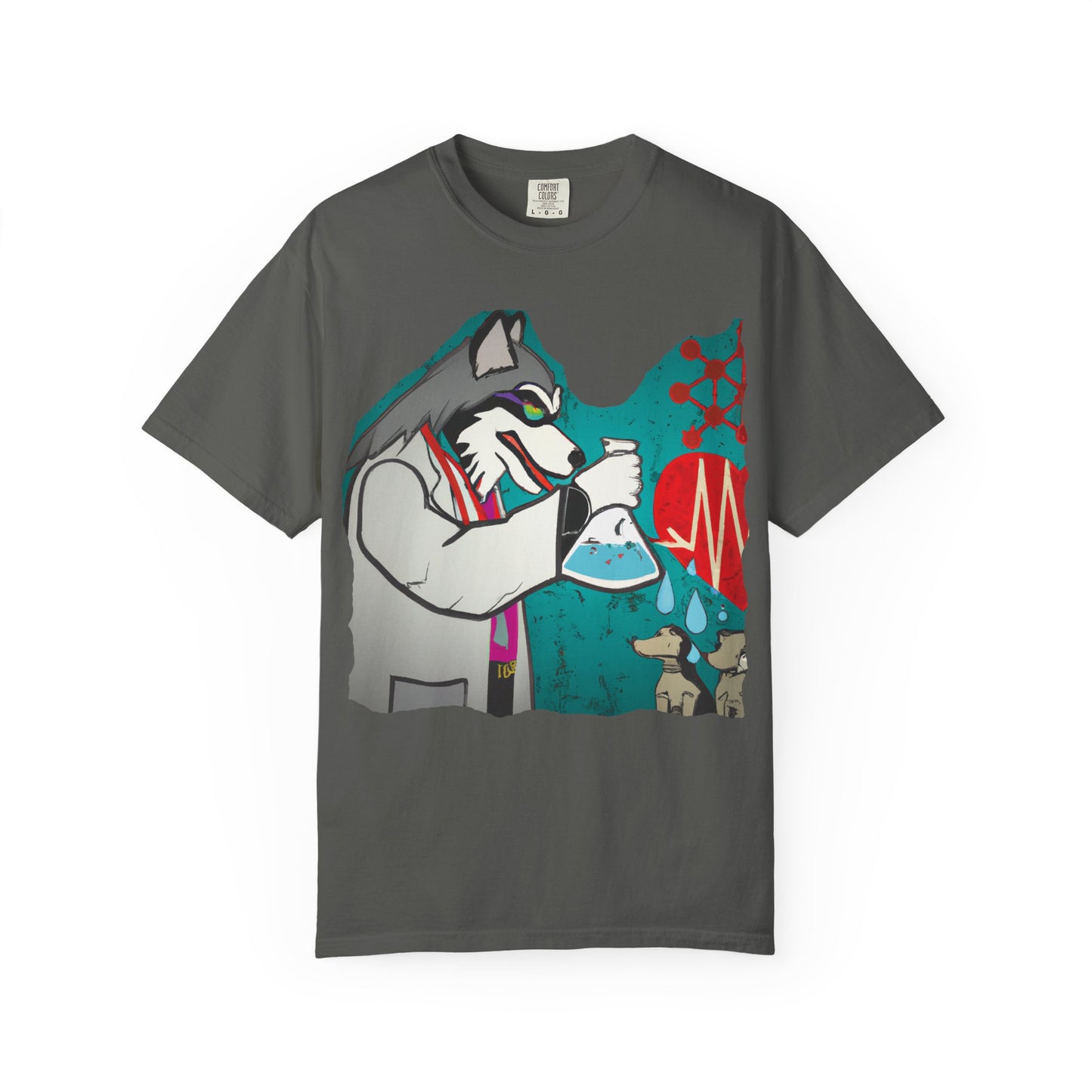 Scientist Wolf Graphic T-Shirt — 'PLUROUT.com' Back Print
