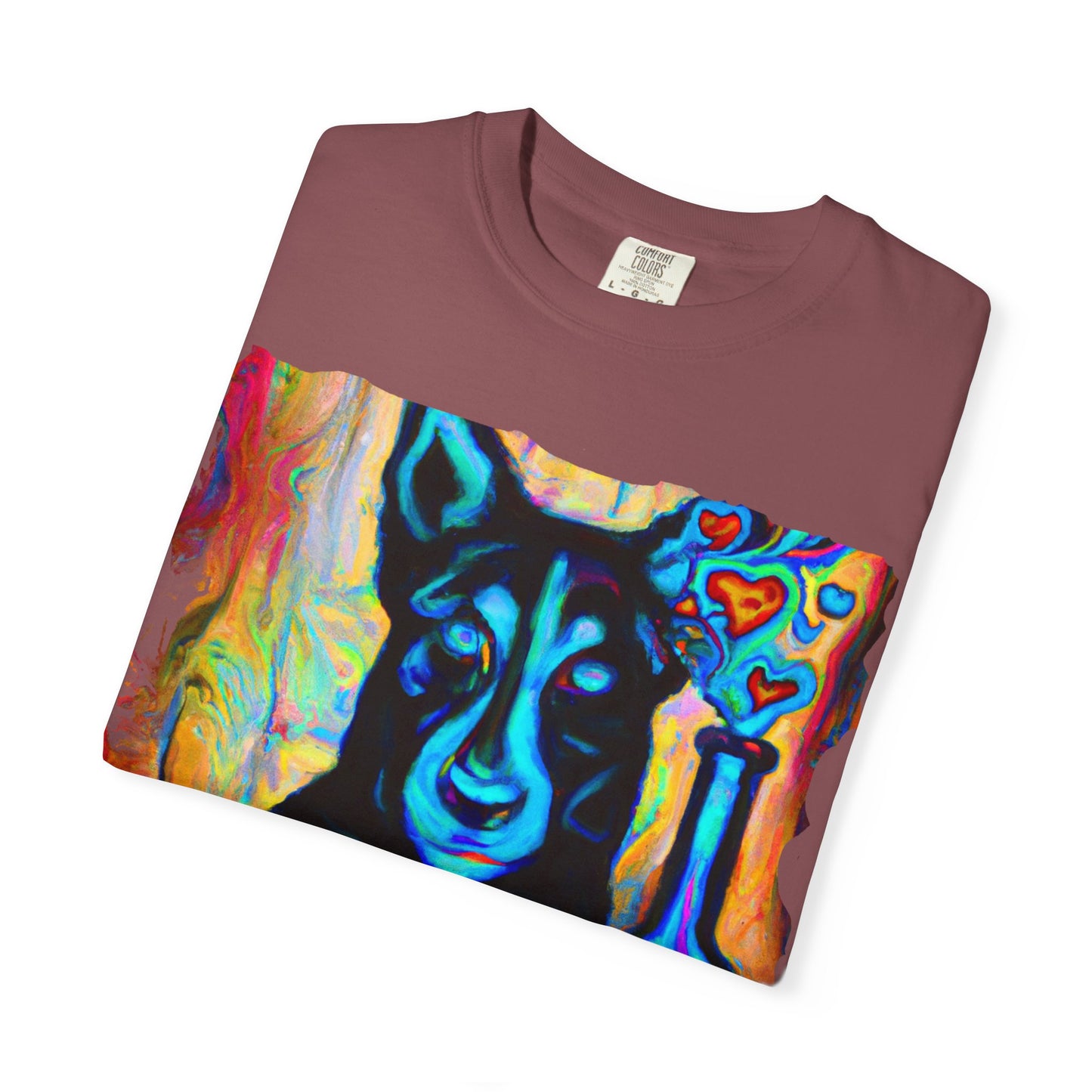 Colorful Husky Art T-Shirt — Vibrant Neon Dog Portrait Tee