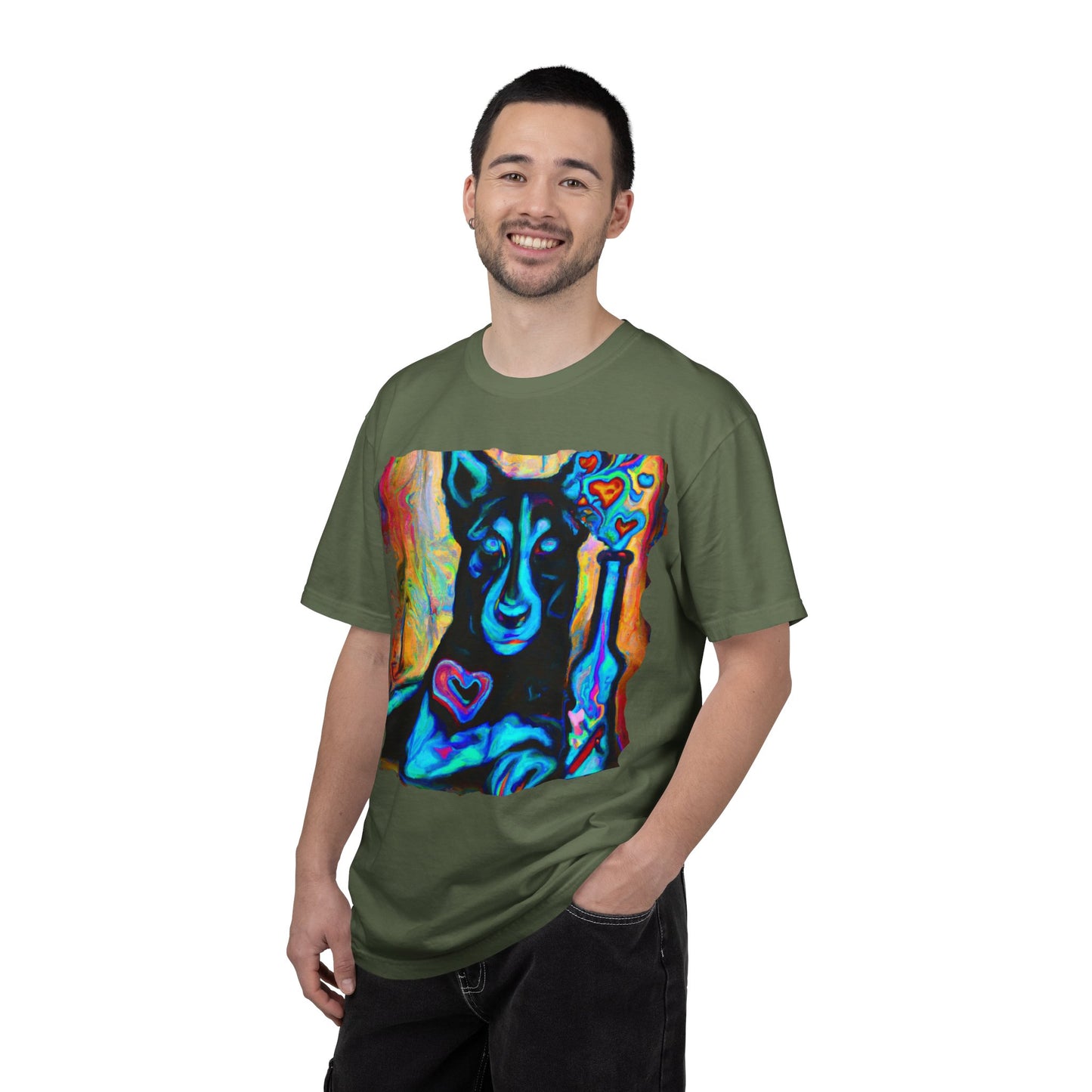 Colorful Husky Art T-Shirt — Vibrant Neon Dog Portrait Tee