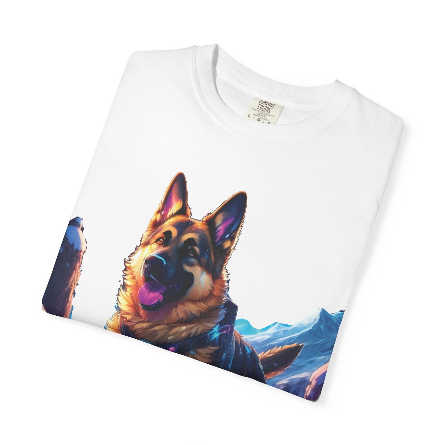 German Shepherd Mountain Tee — Vibrant Dog Graphic T-Shirt