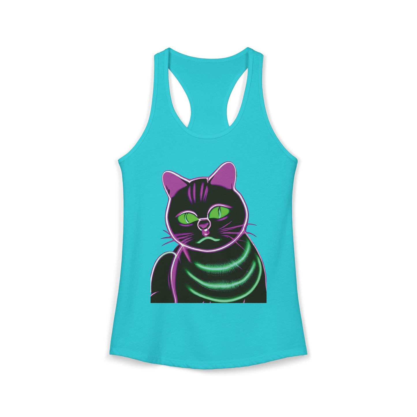 Fat Neon Kitty Racerback Tank