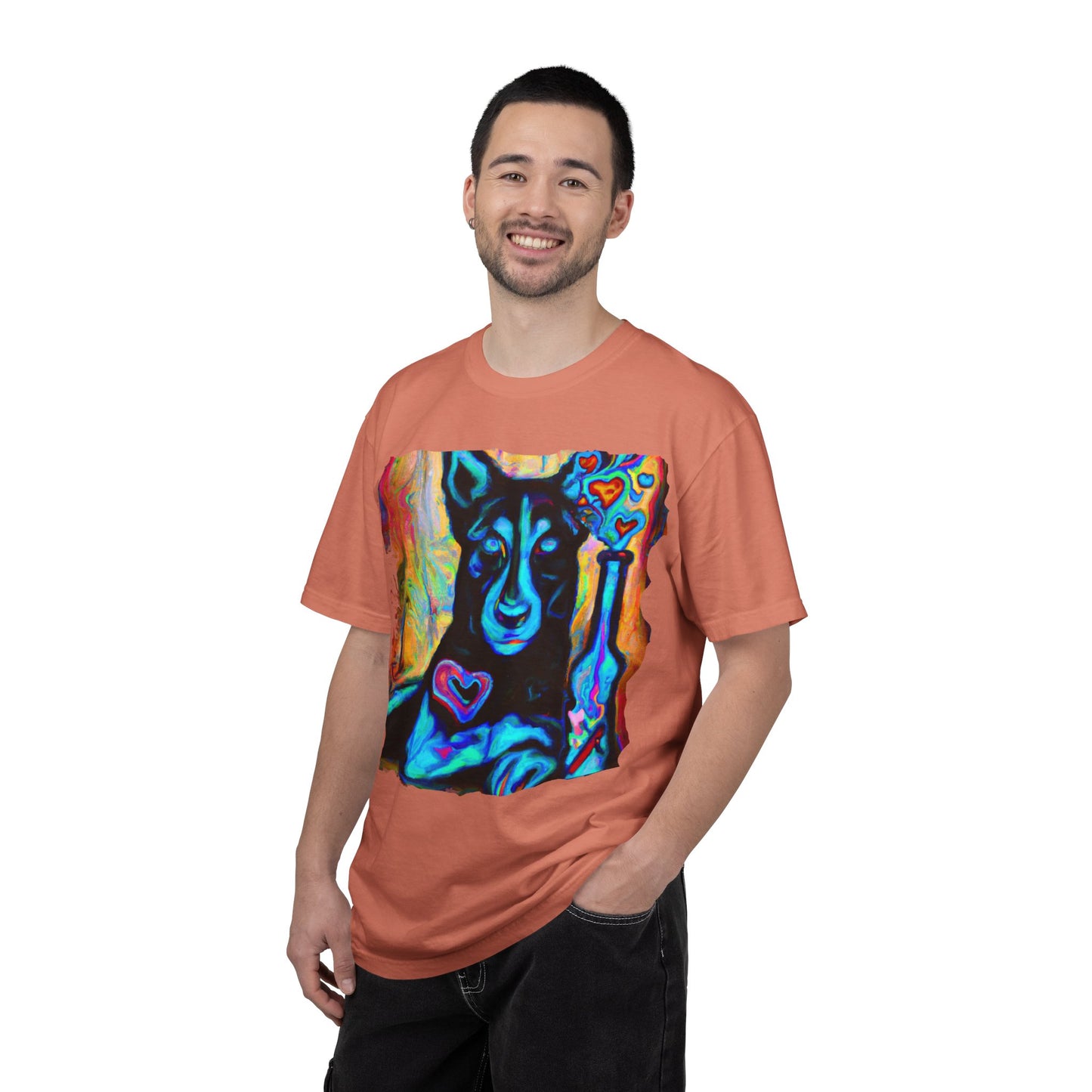 Colorful Husky Art T-Shirt — Vibrant Neon Dog Portrait Tee
