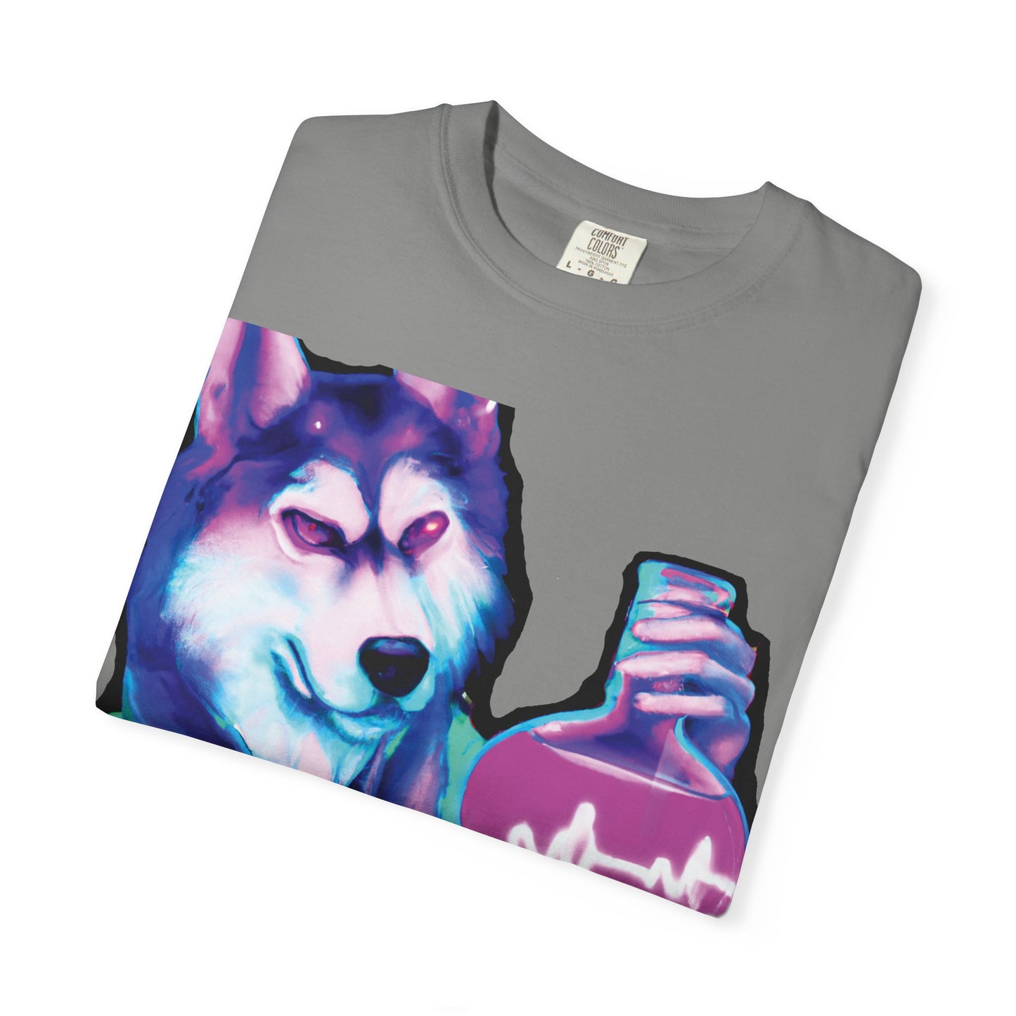 Husky Chemist T-Shirt — Neon Vial Heartbeat Graphic Tee