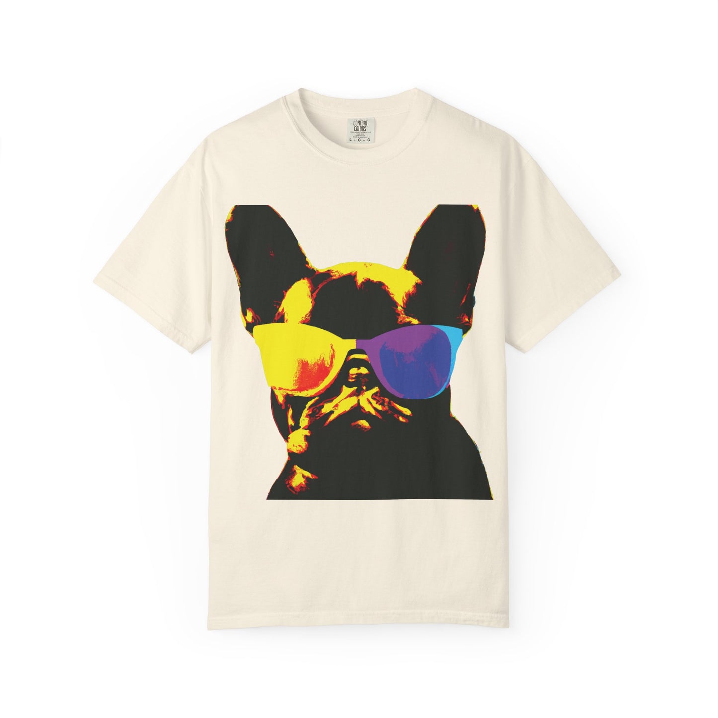 Colorful Sunglasses French Bulldog Tee (PlurOut.com Back Print)