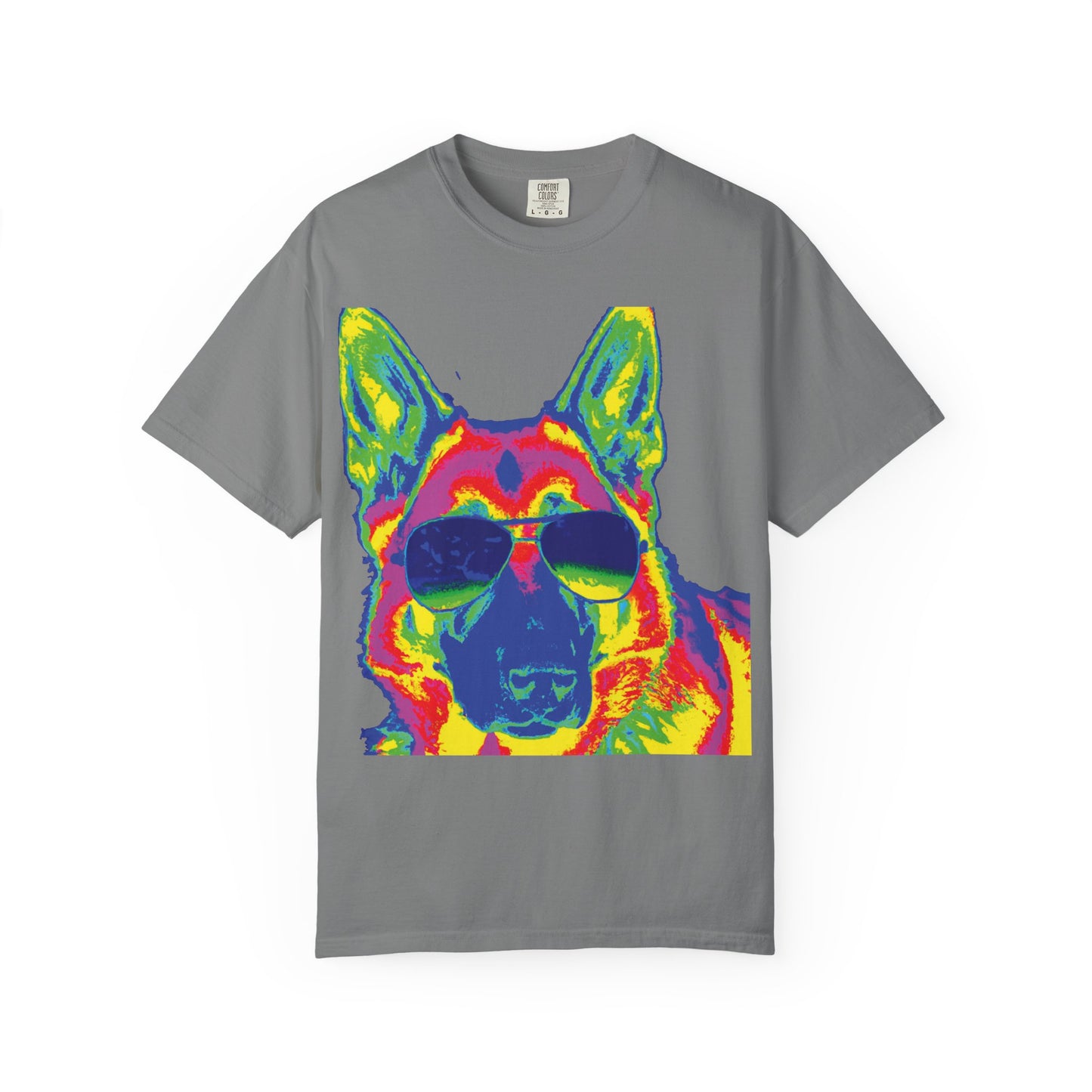 Cool Neon German Shepherd T-Shirt — Sunglasses Dog Graphic Tee