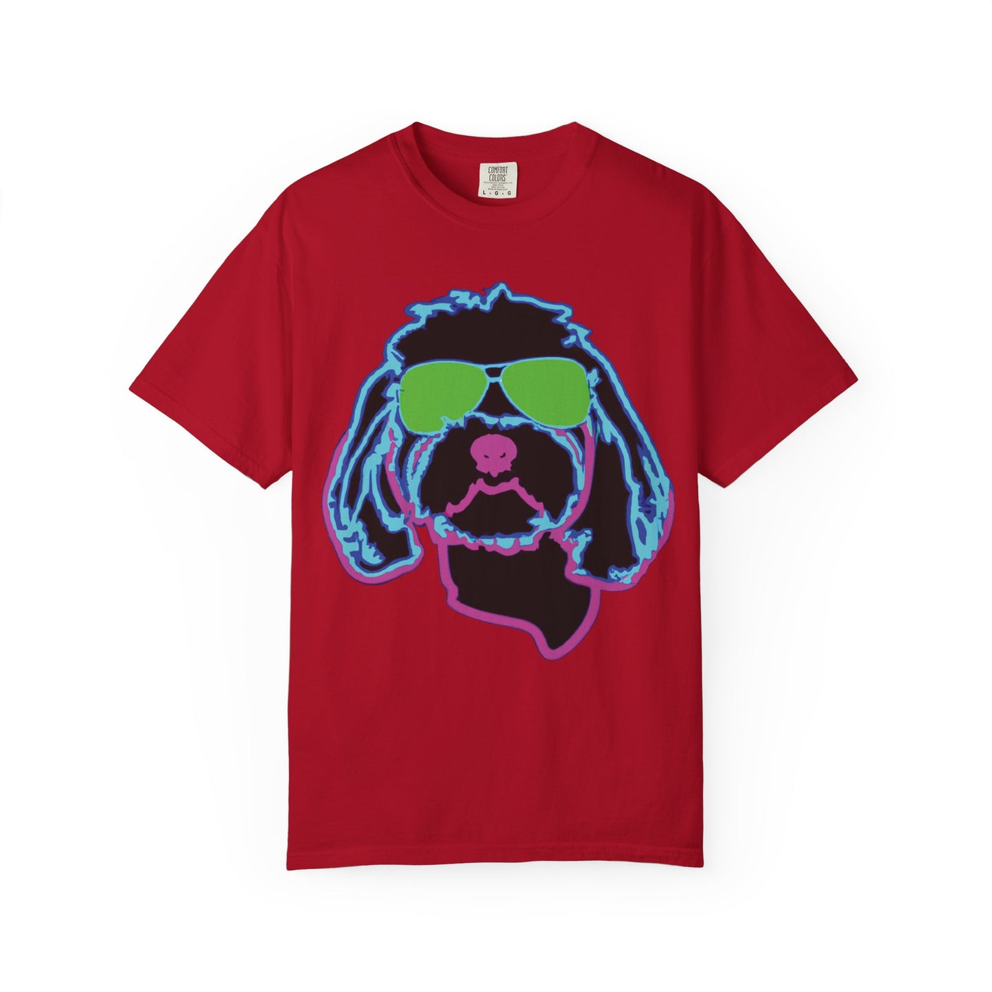Retro Neon Dog T-Shirt — Cool Pup Sunglasses Graphic Tee